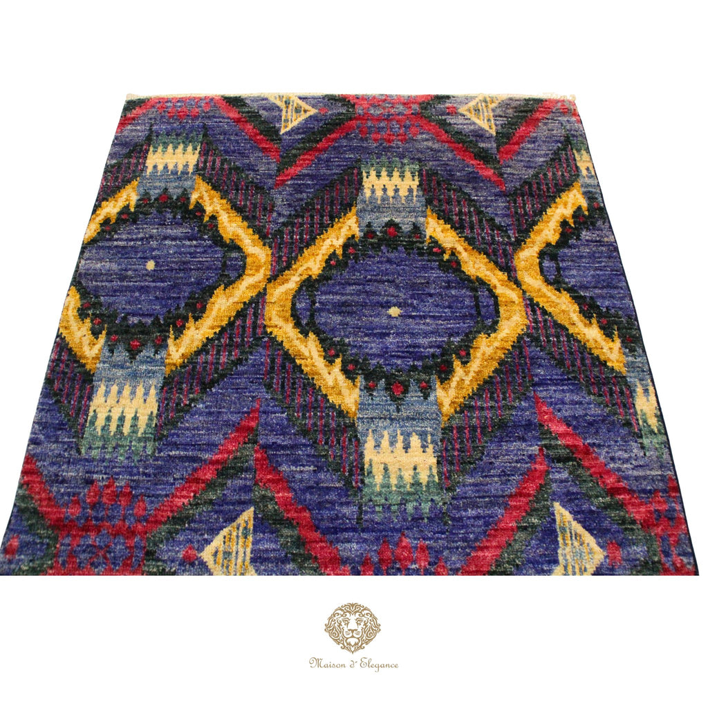 Alfombra Moderna Ikat Lana Natural - Diseño Contemporáneo 195 x 124 cm