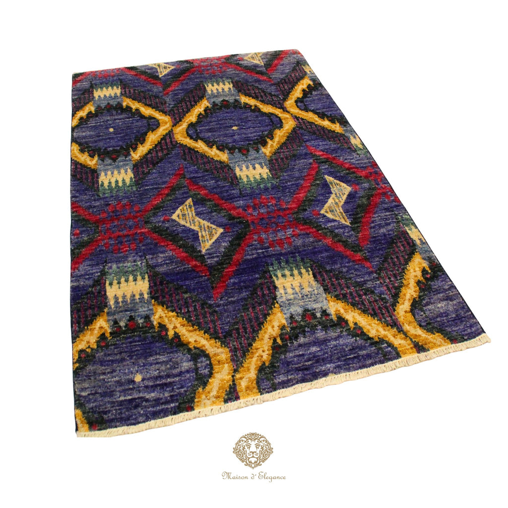 Alfombra Moderna Ikat Lana Natural - Diseño Contemporáneo 195 x 124 cm