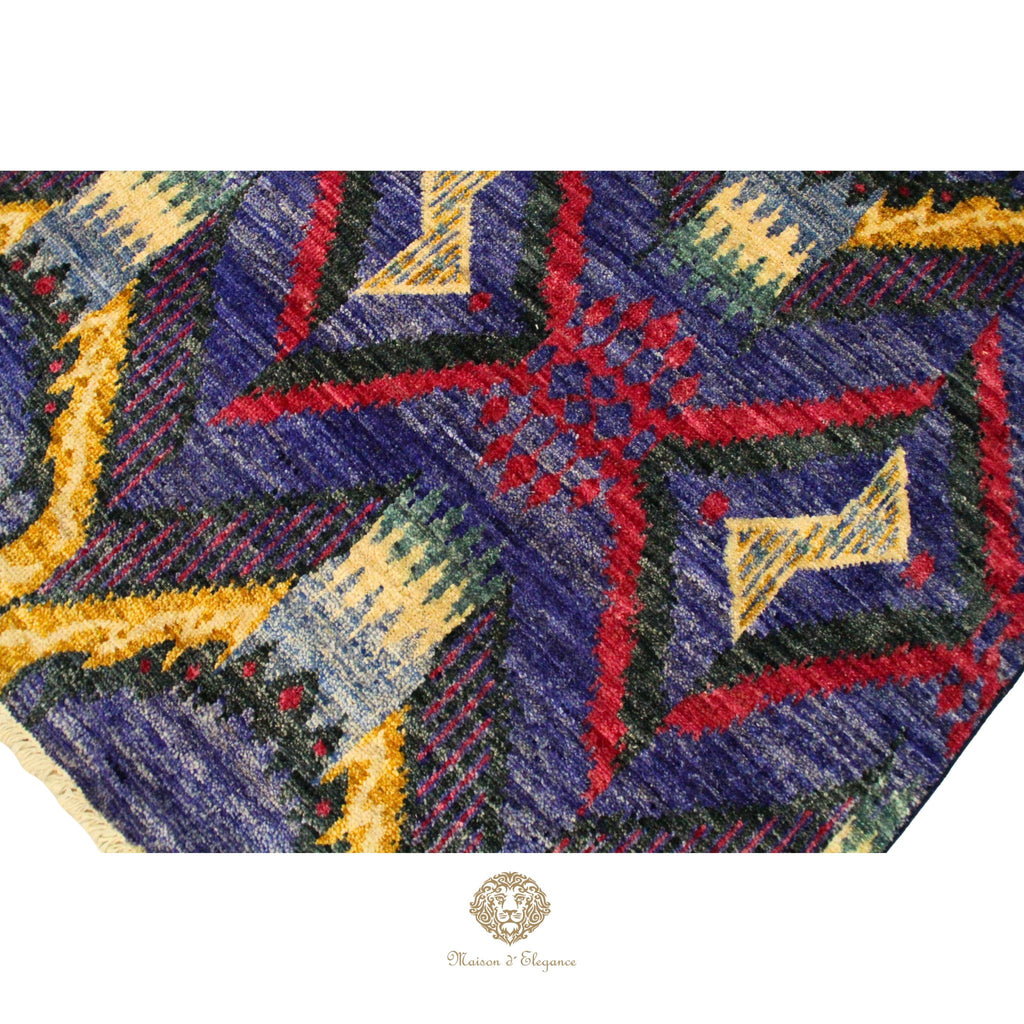 Alfombra Moderna Ikat Lana Natural - Diseño Contemporáneo 195 x 124 cm