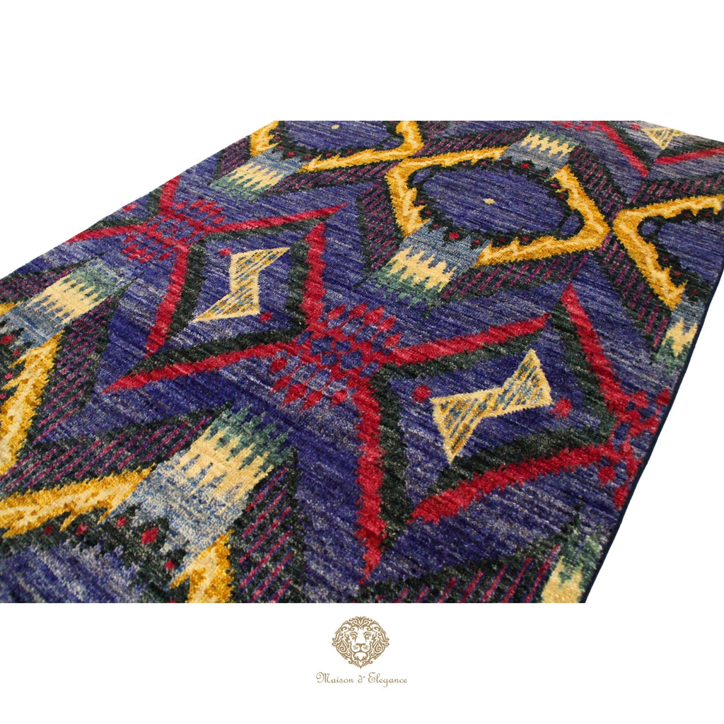 Alfombra Moderna Ikat Lana Natural - Diseño Contemporáneo 195 x 124 cm