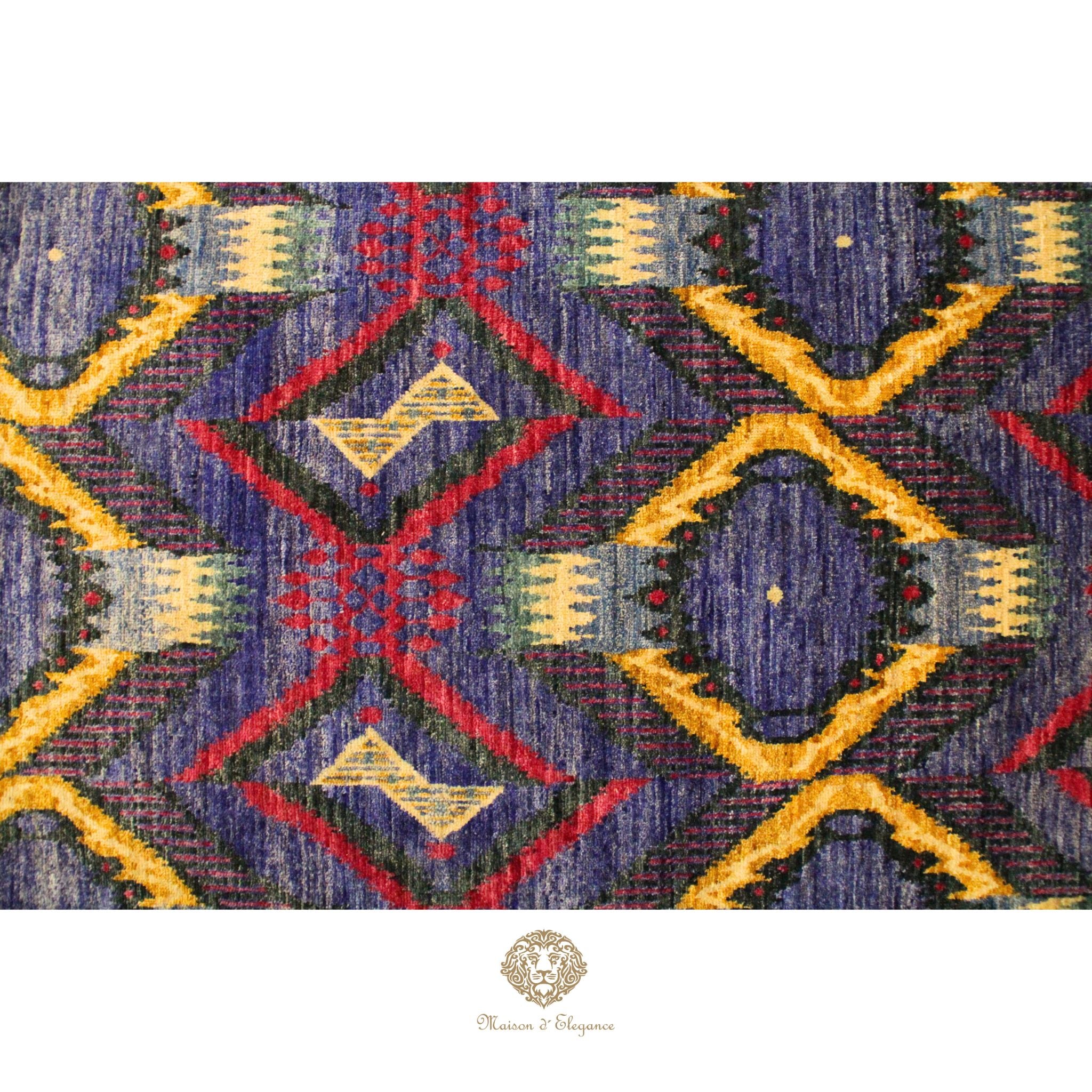 Alfombra Moderna Ikat Lana Natural - Diseño Contemporáneo 195 x 124 cm