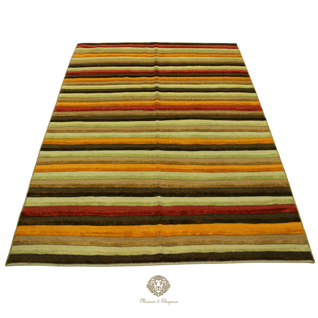 Alfombra Lana Multicolor a Rayas Contemporánea 246 x 178 cm