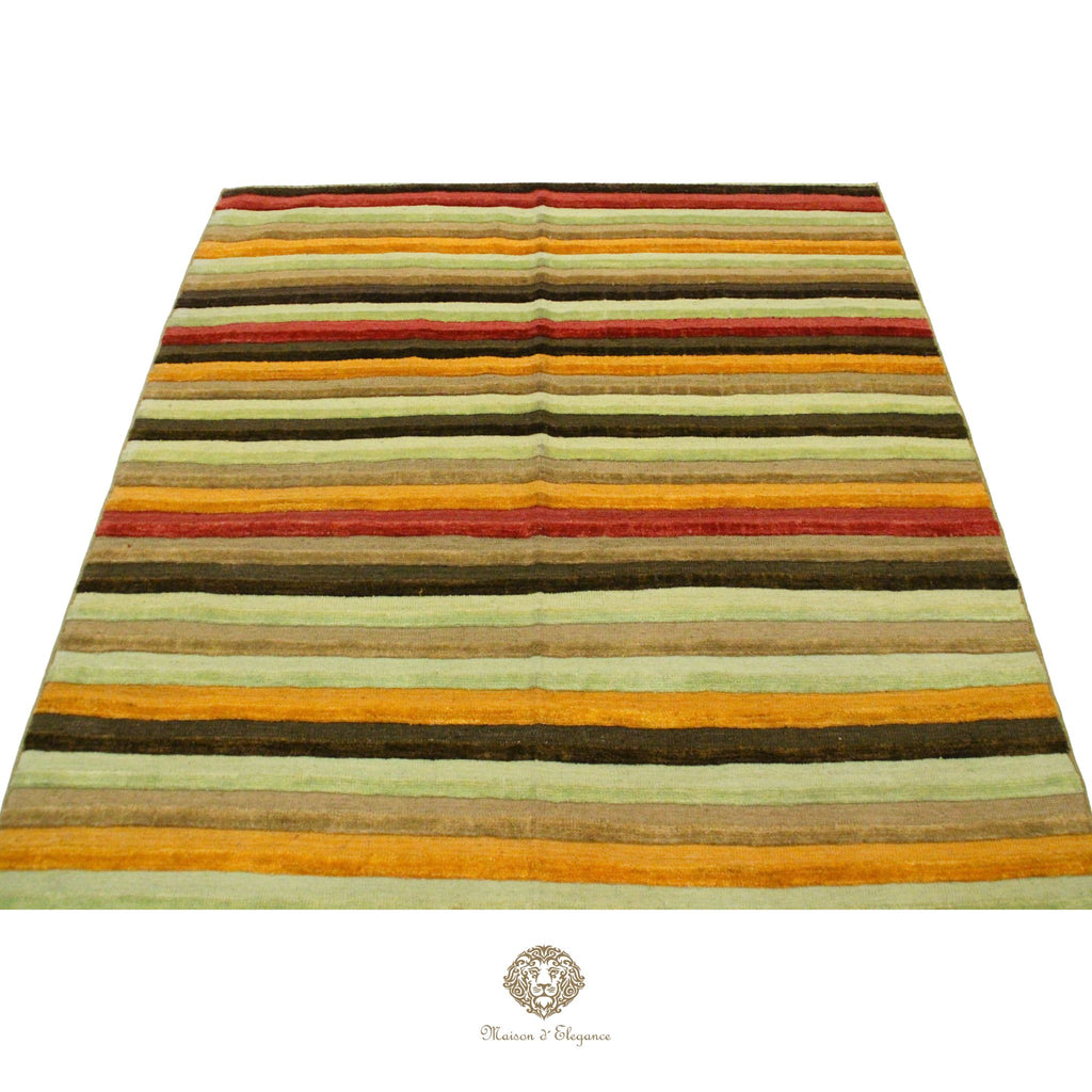 Alfombra Lana Multicolor a Rayas Contemporánea 246 x 178 cm