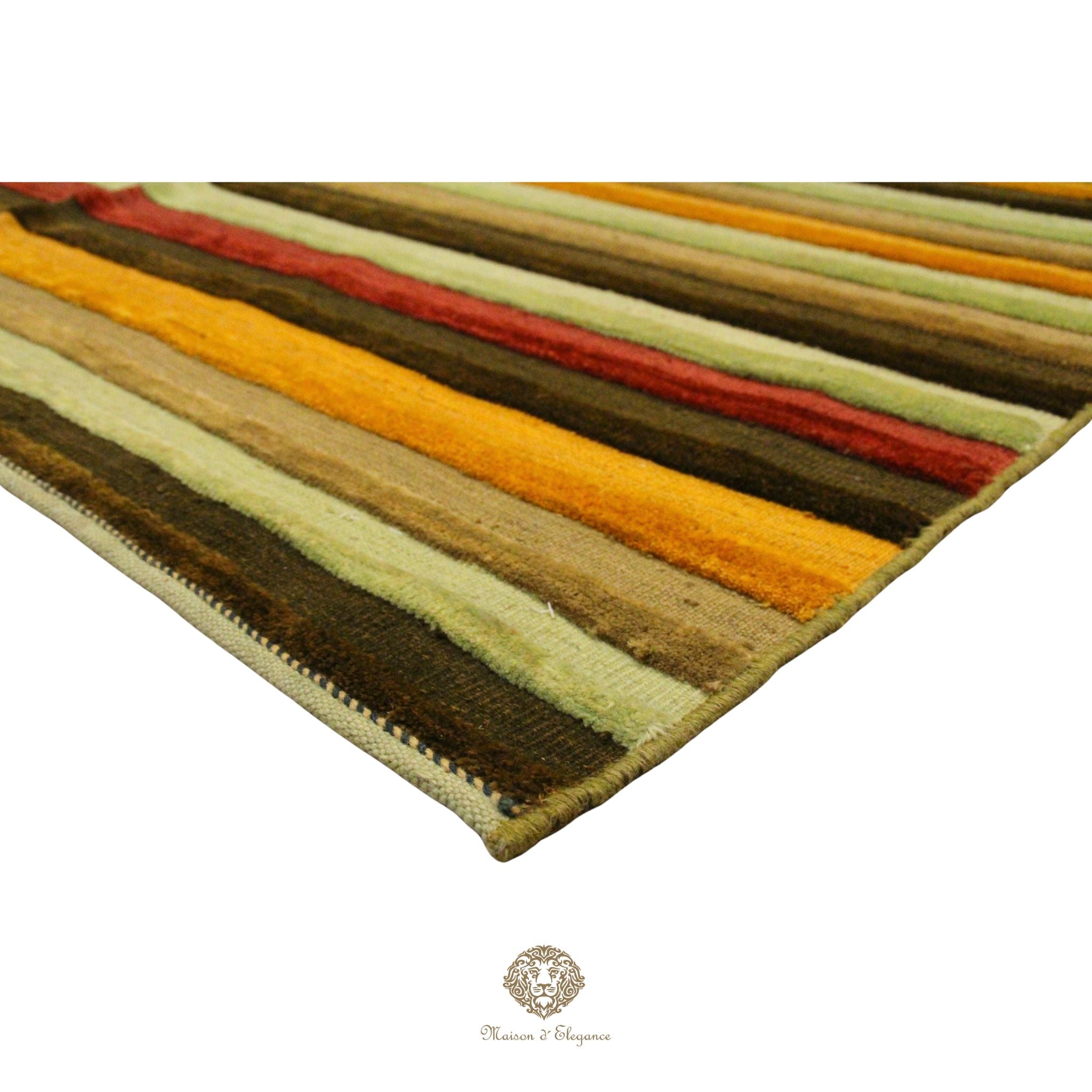 Alfombra Lana Multicolor a Rayas Contemporánea 246 x 178 cm