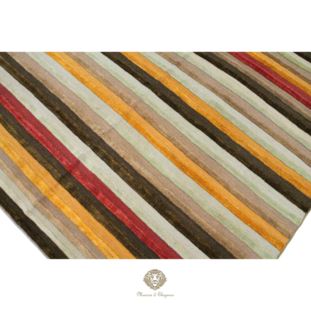 Alfombra Lana Multicolor a Rayas Contemporánea 246 x 178 cm
