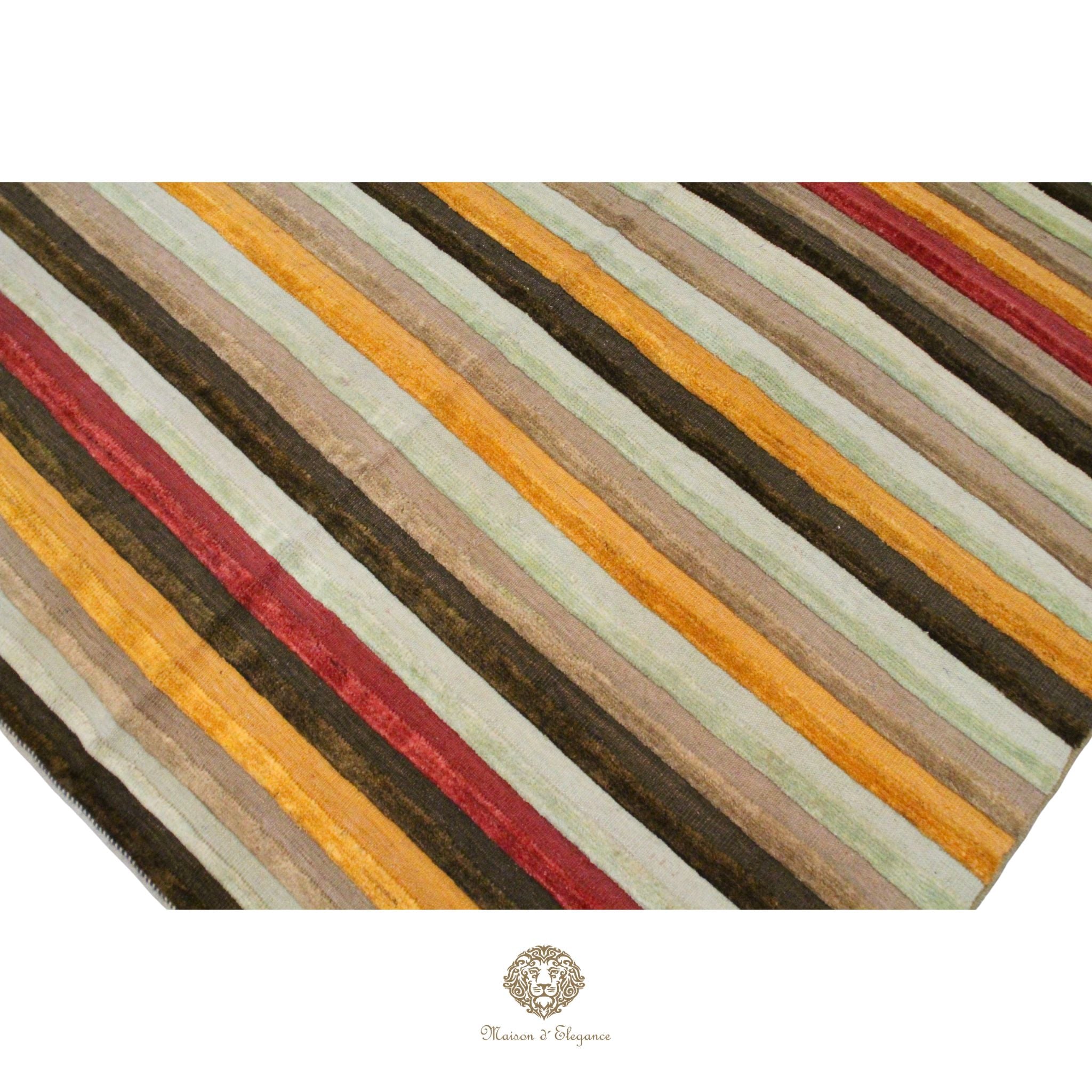 Alfombra Lana Multicolor a Rayas Contemporánea 246 x 178 cm