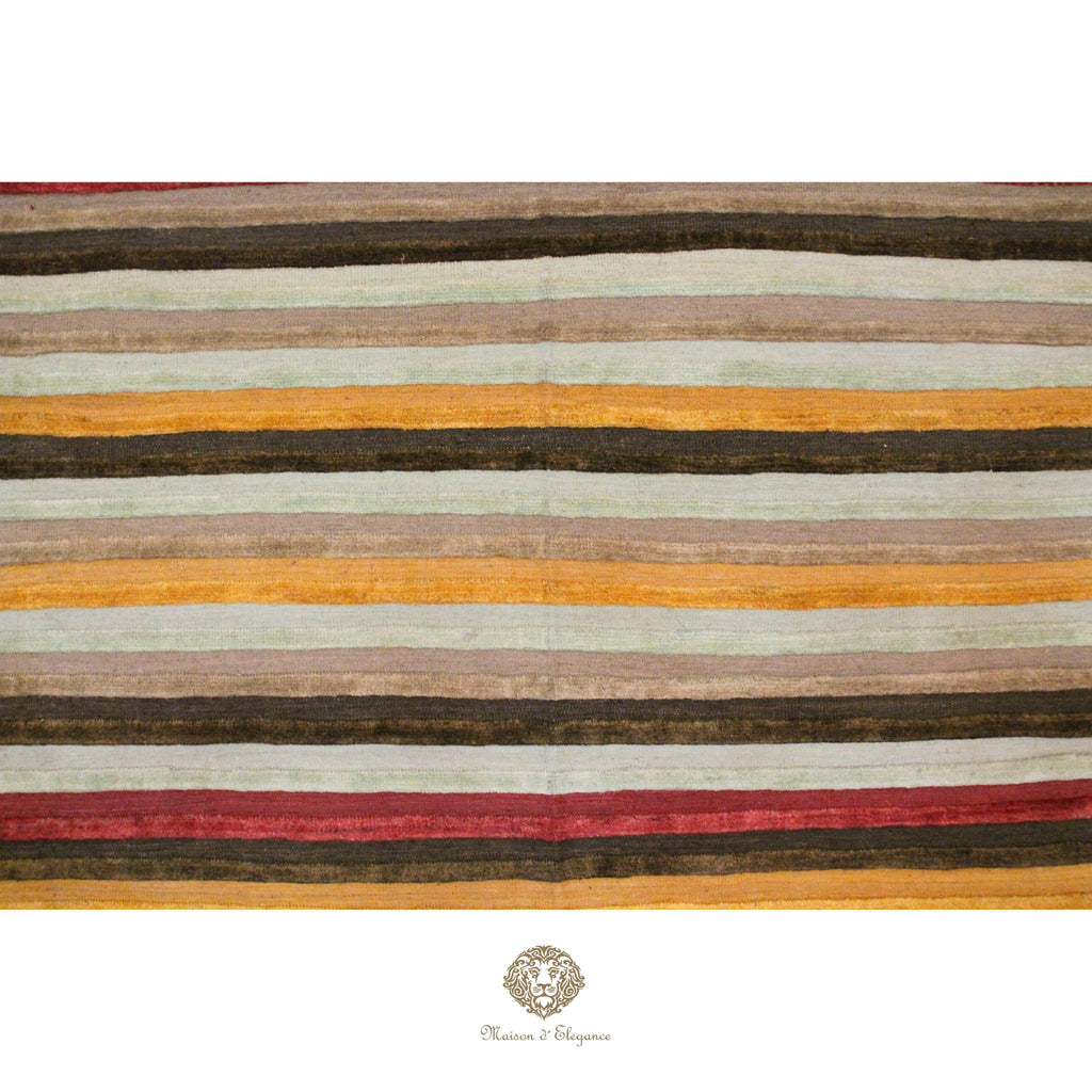 Alfombra Lana Multicolor a Rayas Contemporánea 246 x 178 cm