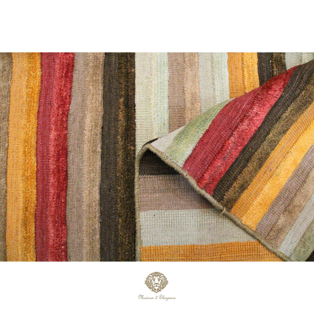 Alfombra Lana Multicolor a Rayas Contemporánea 246 x 178 cm