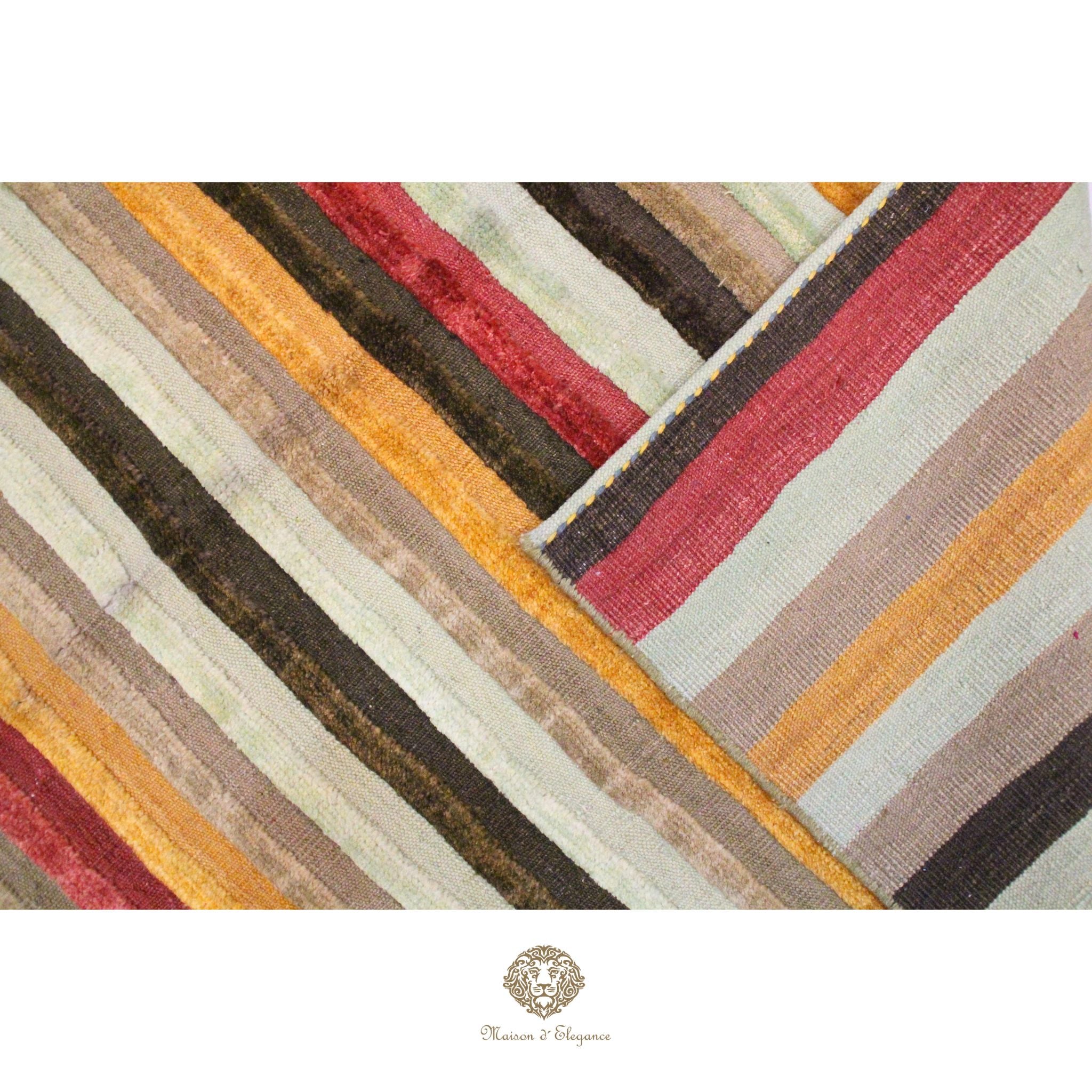 Alfombra Lana Multicolor a Rayas Contemporánea 246 x 178 cm