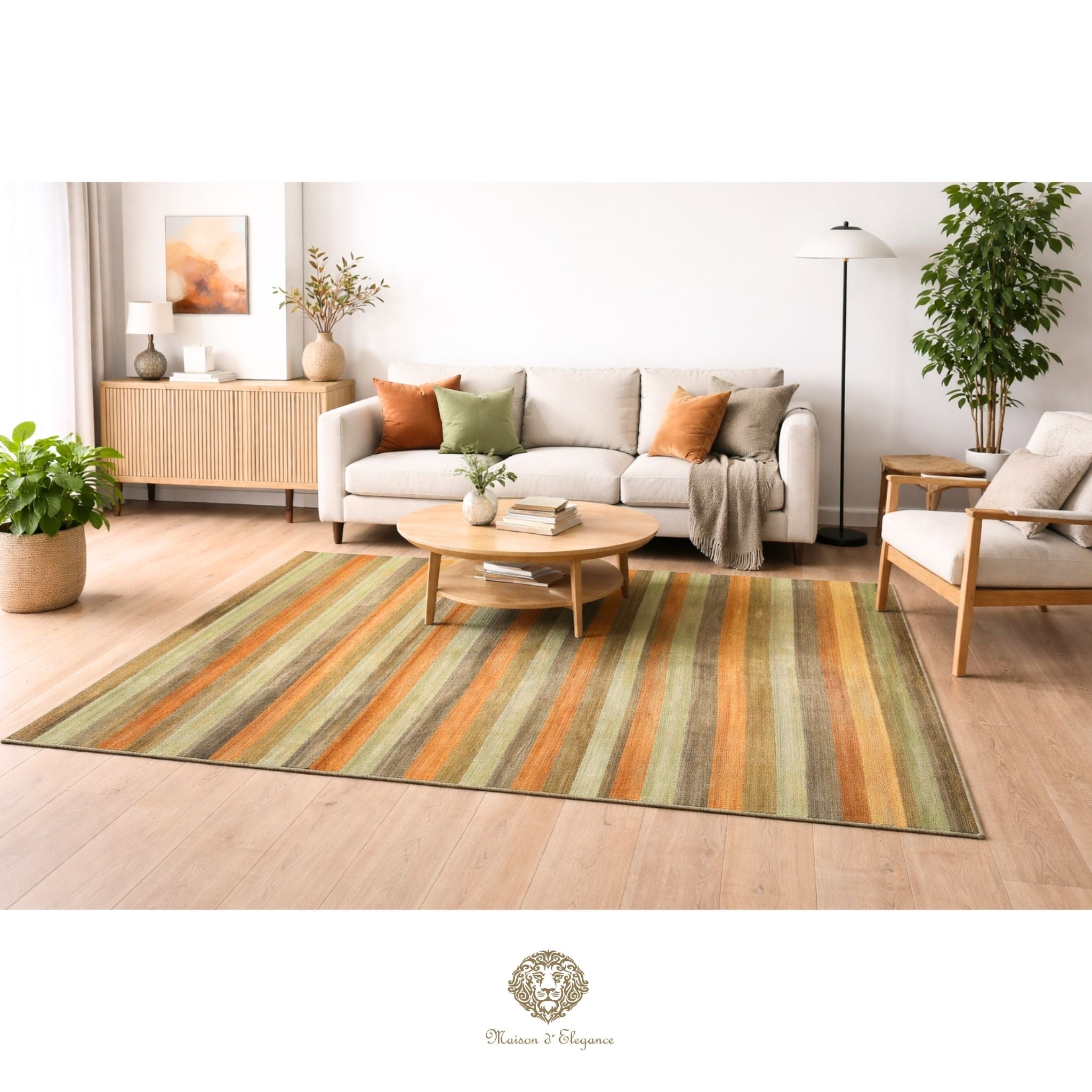 Alfombra Lana Moderna a Rayas | Diseño Geométrico Tejida a Mano 206 x 150 cm