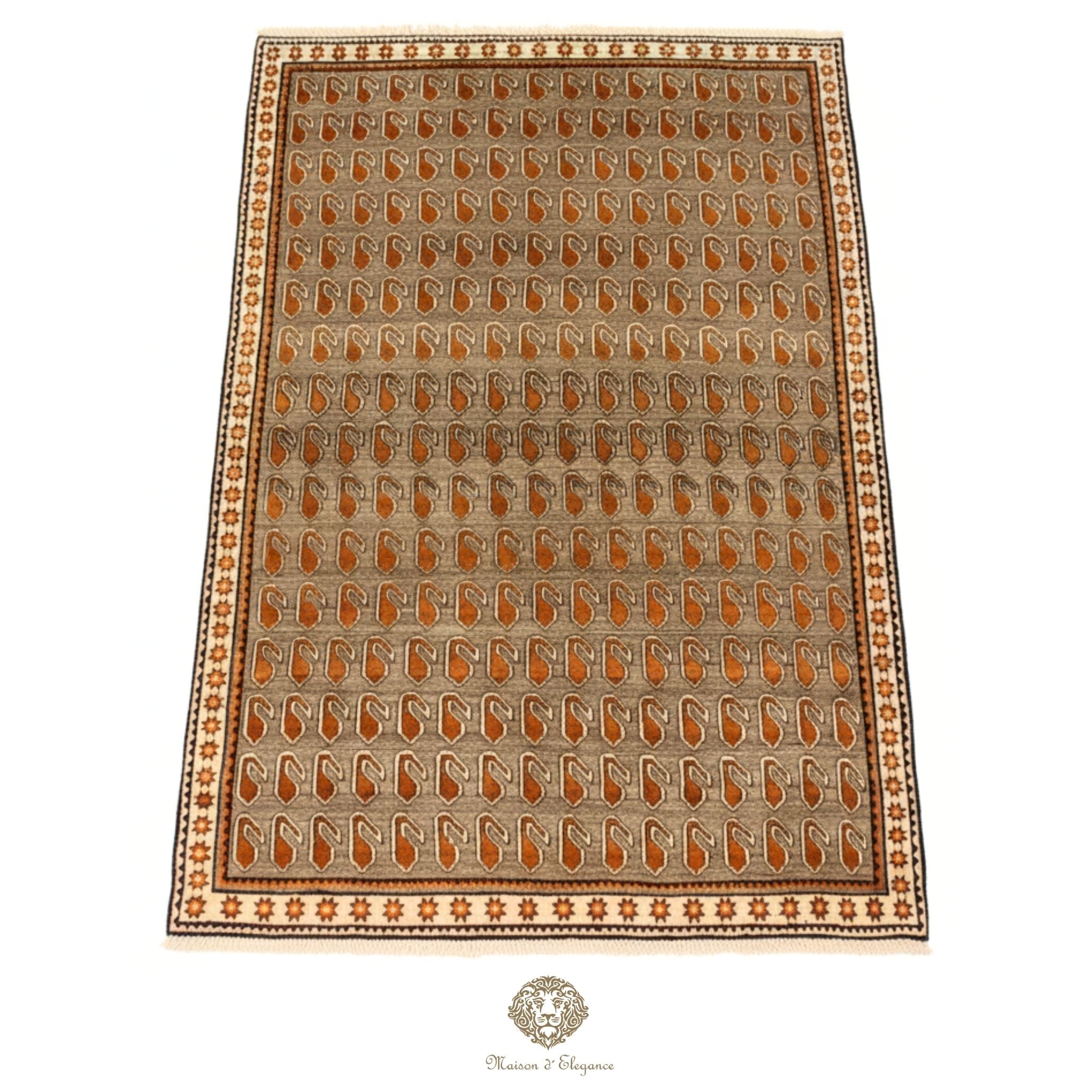 Alfombra Tribal Shiraz Lana Tonos Neutros | Diseño Persa Artesanal 293 x 185 cm