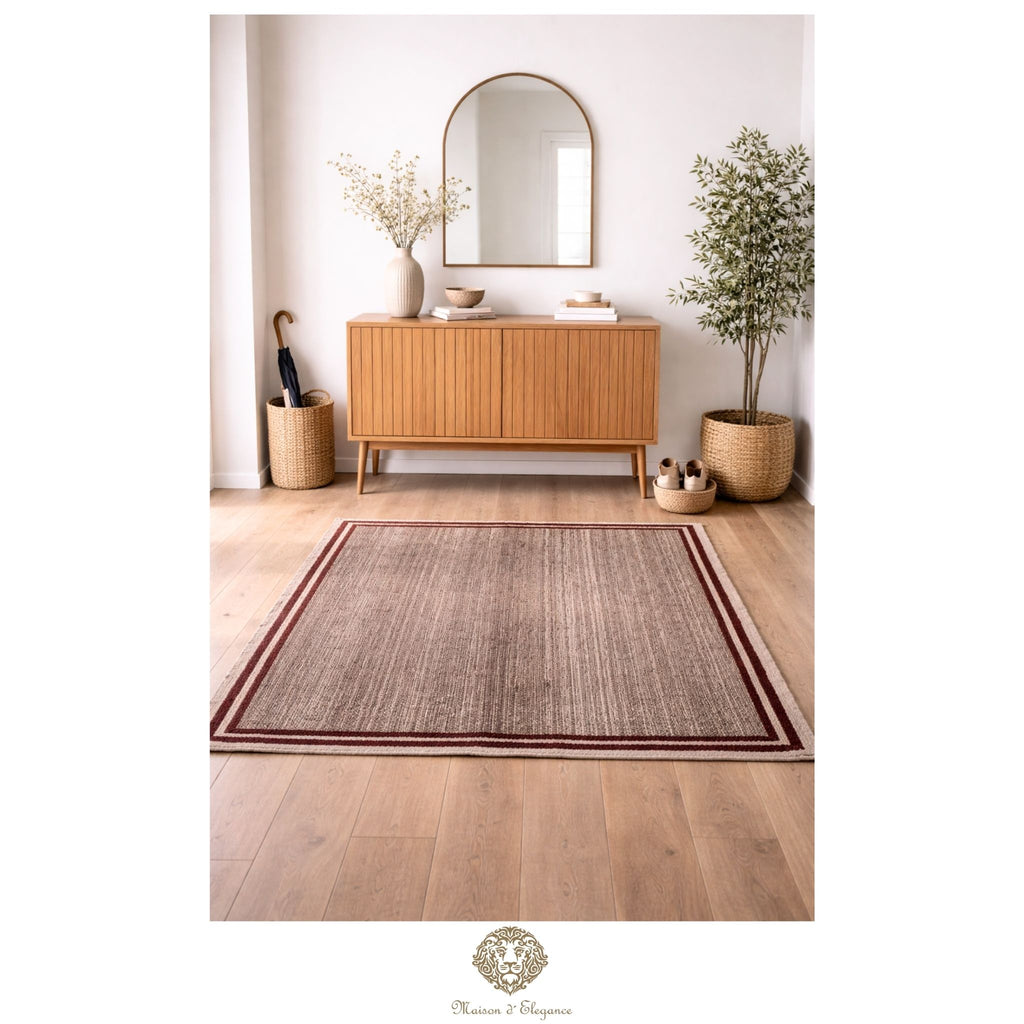 Alfombra Lana Lisa Gris | Diseño Minimalista Tejida a Mano 163 x 104 cm