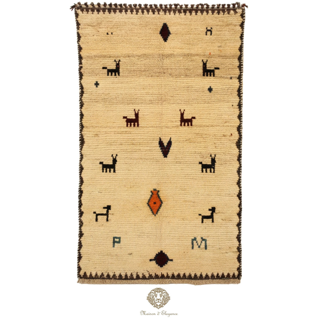Alfombra Shiraz Tribal Lana Hecha a Mano Colores Neutros 165 x 091 cm
