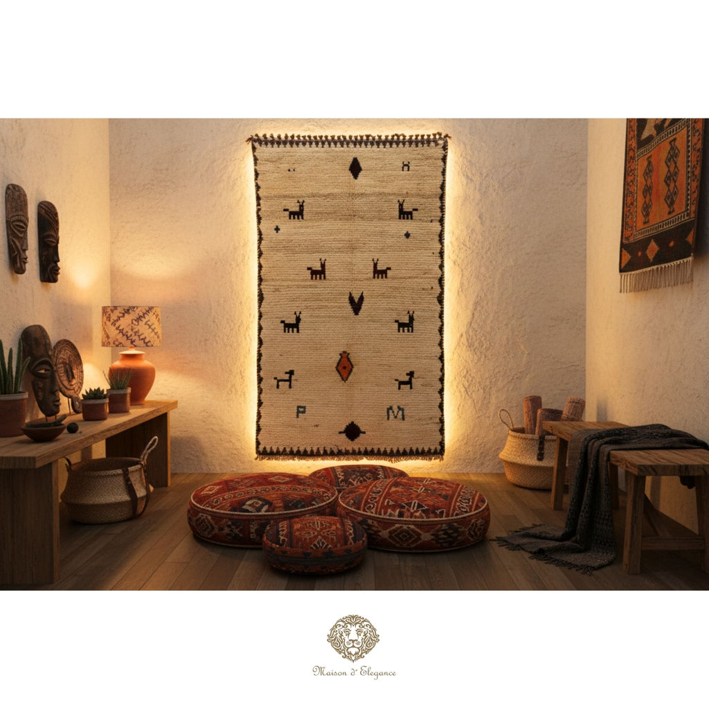 Alfombra Shiraz Tribal Lana Hecha a Mano Colores Neutros 165 x 091 cm