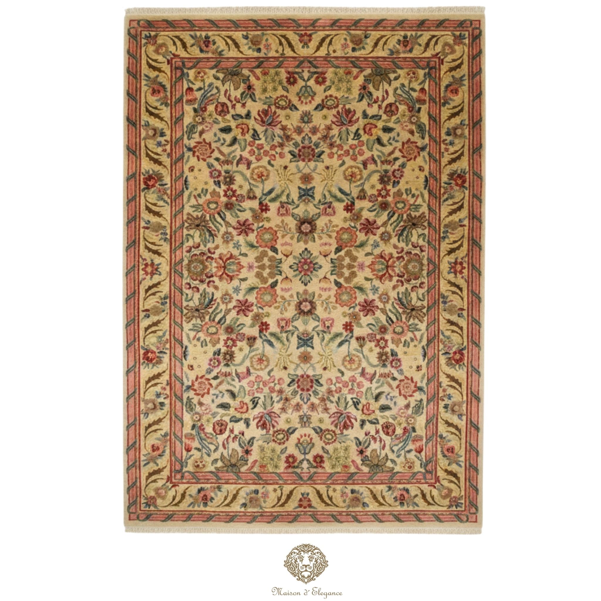 Alfombra Savonnerie Lana Diseño Floral Francés Hecha a Mano 264 x 170 cm