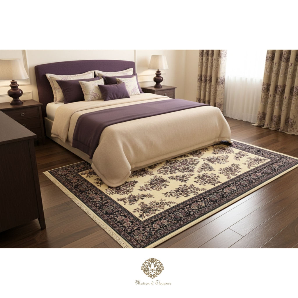 Alfombra Tradicional Lana Diseño Floral Tonos Neutros Hecha a Mano 290 x 185 cm