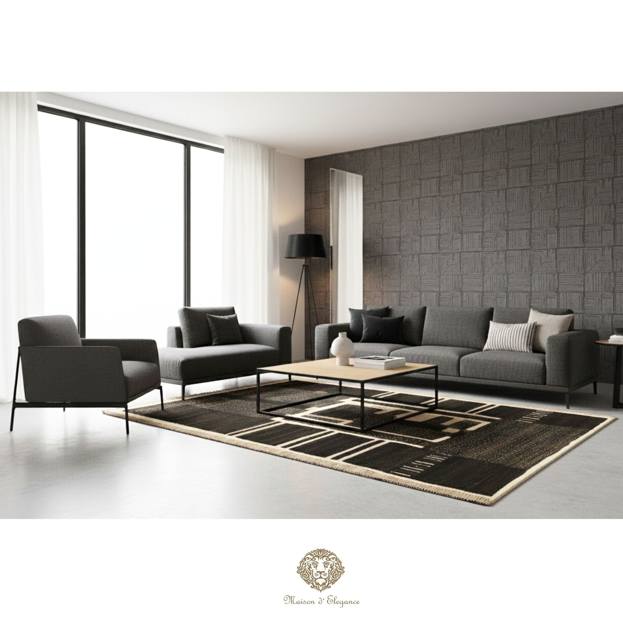 Alfombra Moderna Lana Degradado Tonos Neutros Hecha a Mano 229 x 162 cm