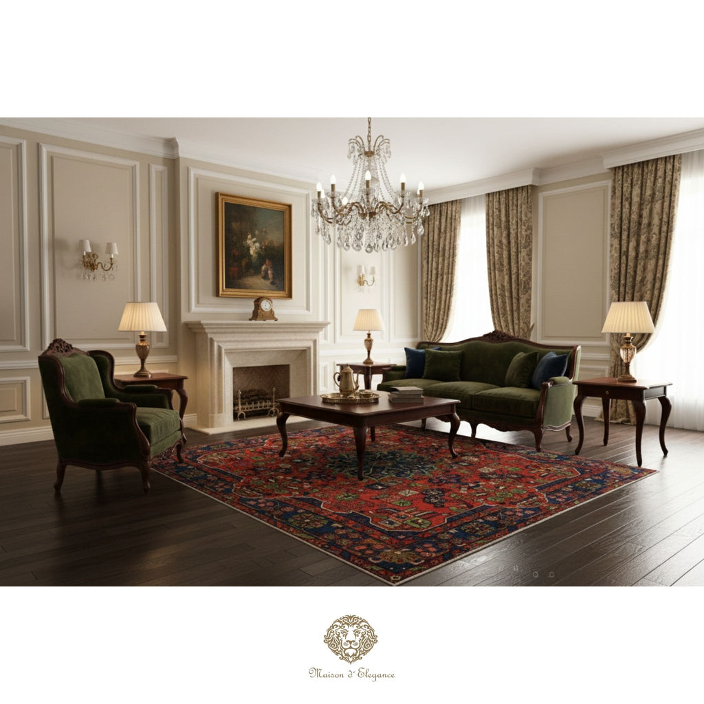 Alfombra Hamedan Cuadrada Medallón Central Lana Persa 206 x 198 cm