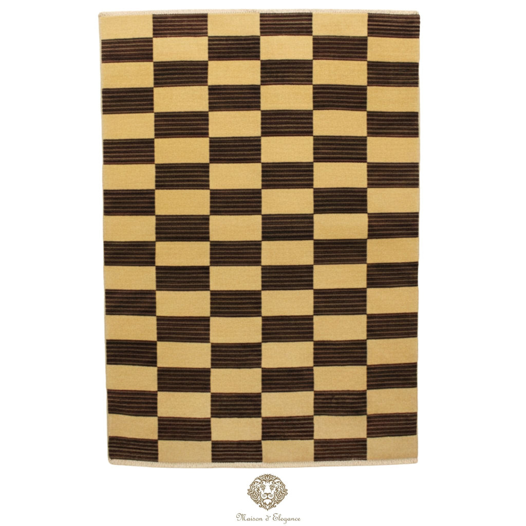 Alfombra de Lana, Diseño Contemporáneo en color Beige 183 x 125 cm