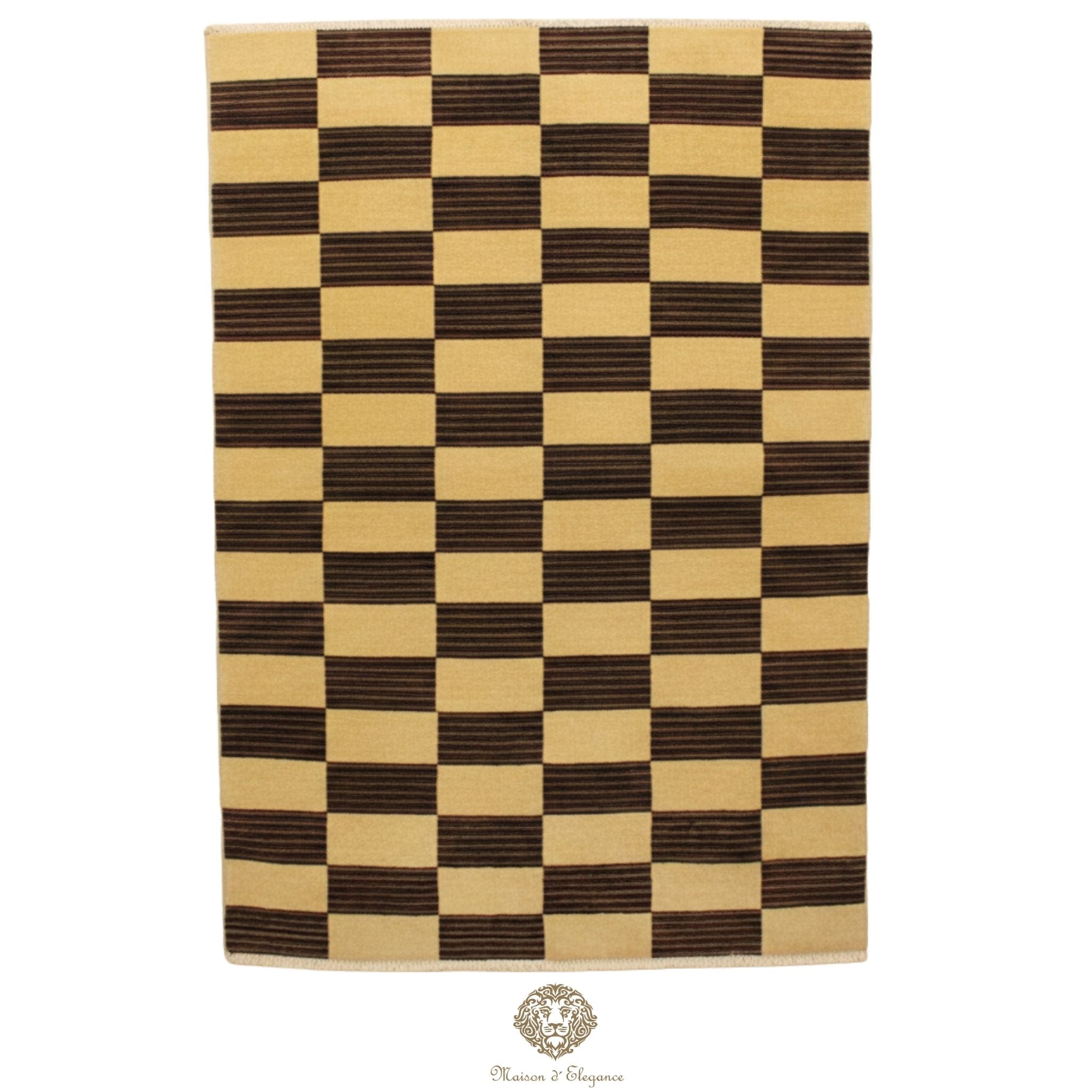 Alfombra de Lana, Diseño Contemporáneo en color Beige 183 x 125 cm