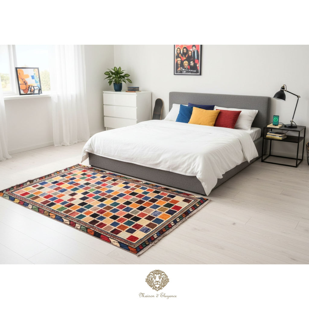 Alfombra Lana Moderna Geométrica Multicolor 166 x 103 cm