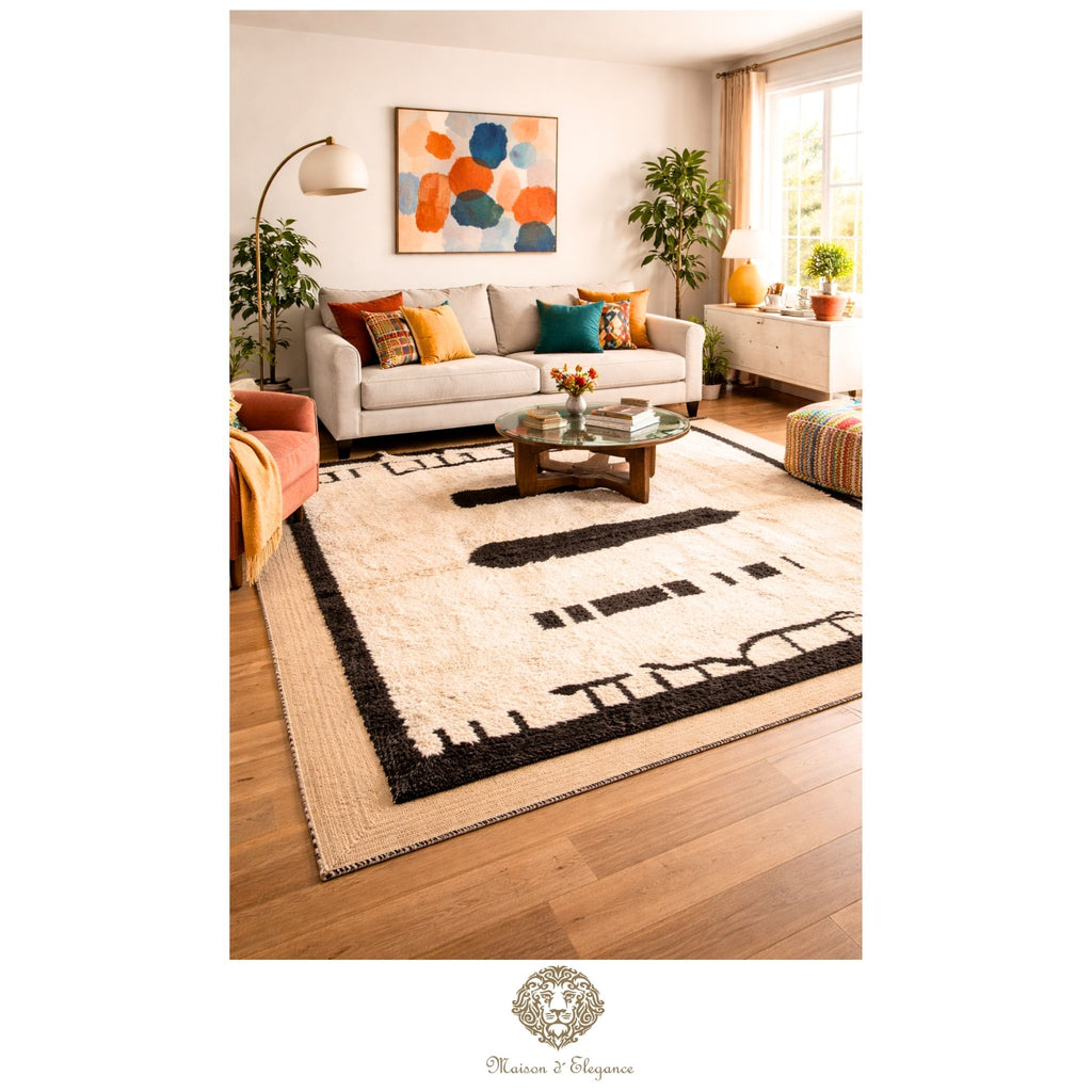 Alfombra Moderna de Lana Natural Tonos Neutros 242 x 177 cm