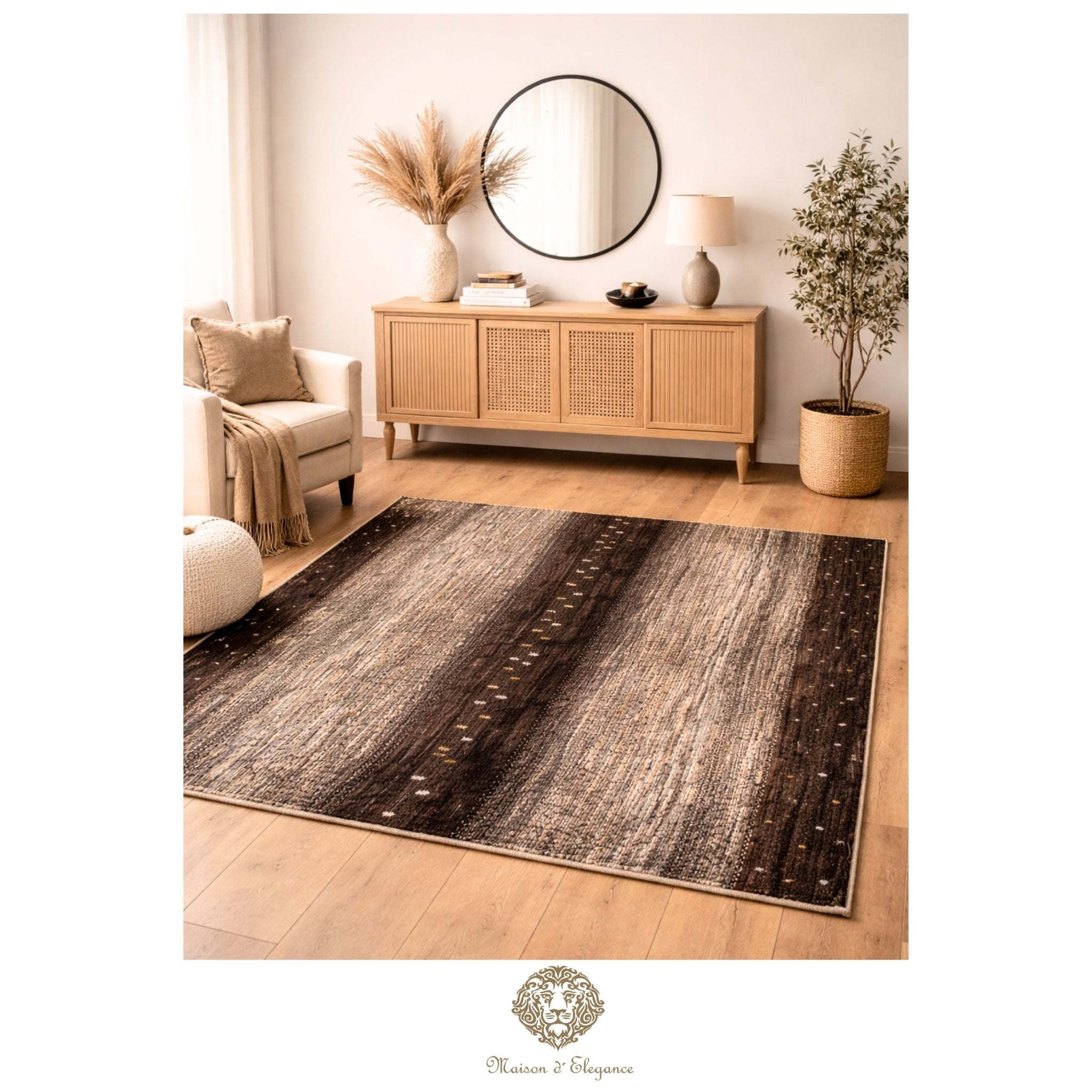 Alfombra Moderna Lana Natural Tonos Grises y Neutros 180 x 114 cm