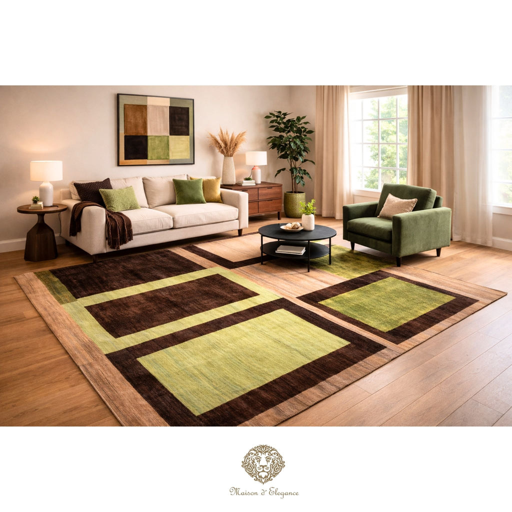 Alfombra Kilim Moderna Lana Natural Diseños Geométricos Tinte Vegetal 255 x 211 cm