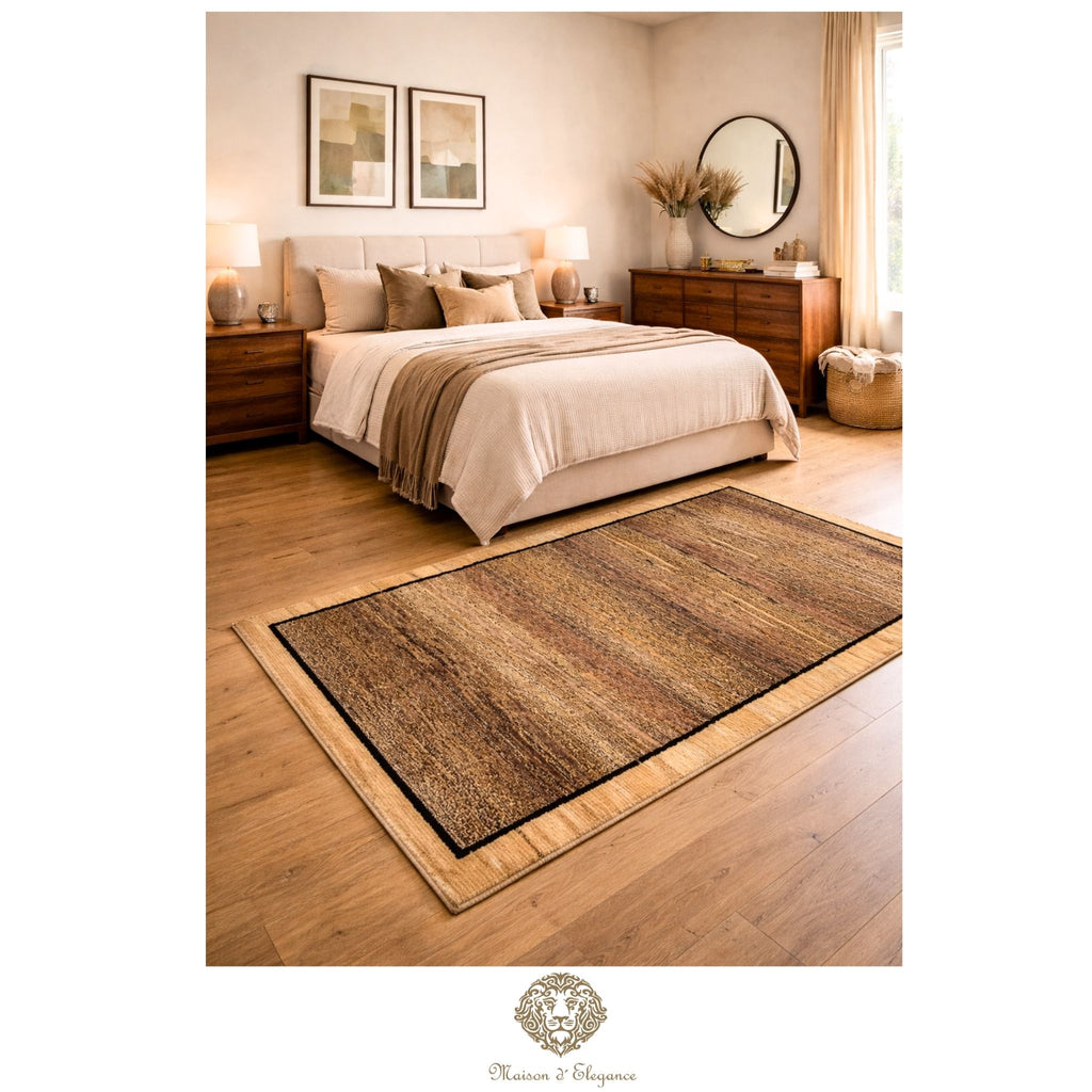 Alfombra Moderna Lana Natural Degradación Colores Neutros 175 x 97 cm