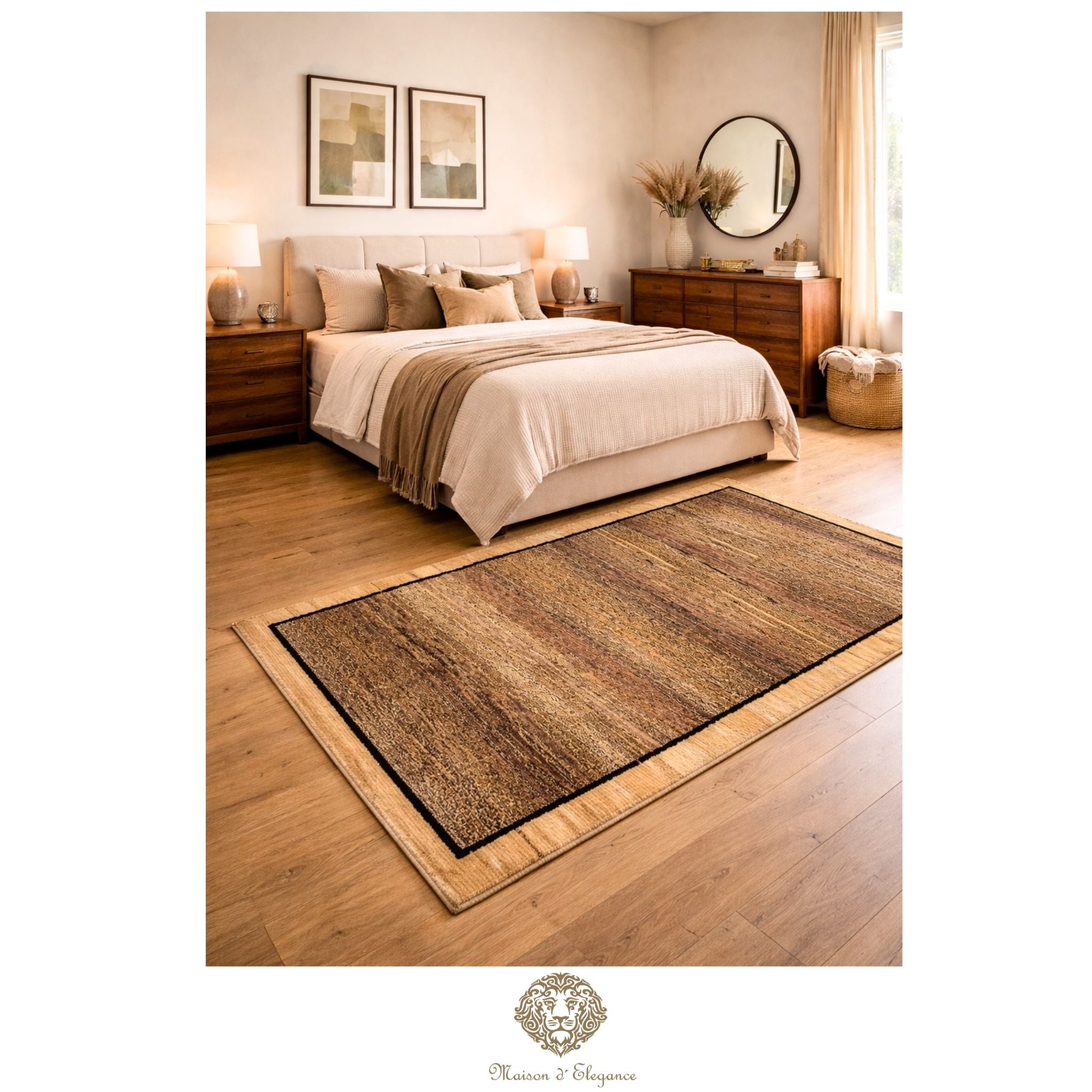 Alfombra Moderna Lana Natural Degradación Colores Neutros 175 x 97 cm