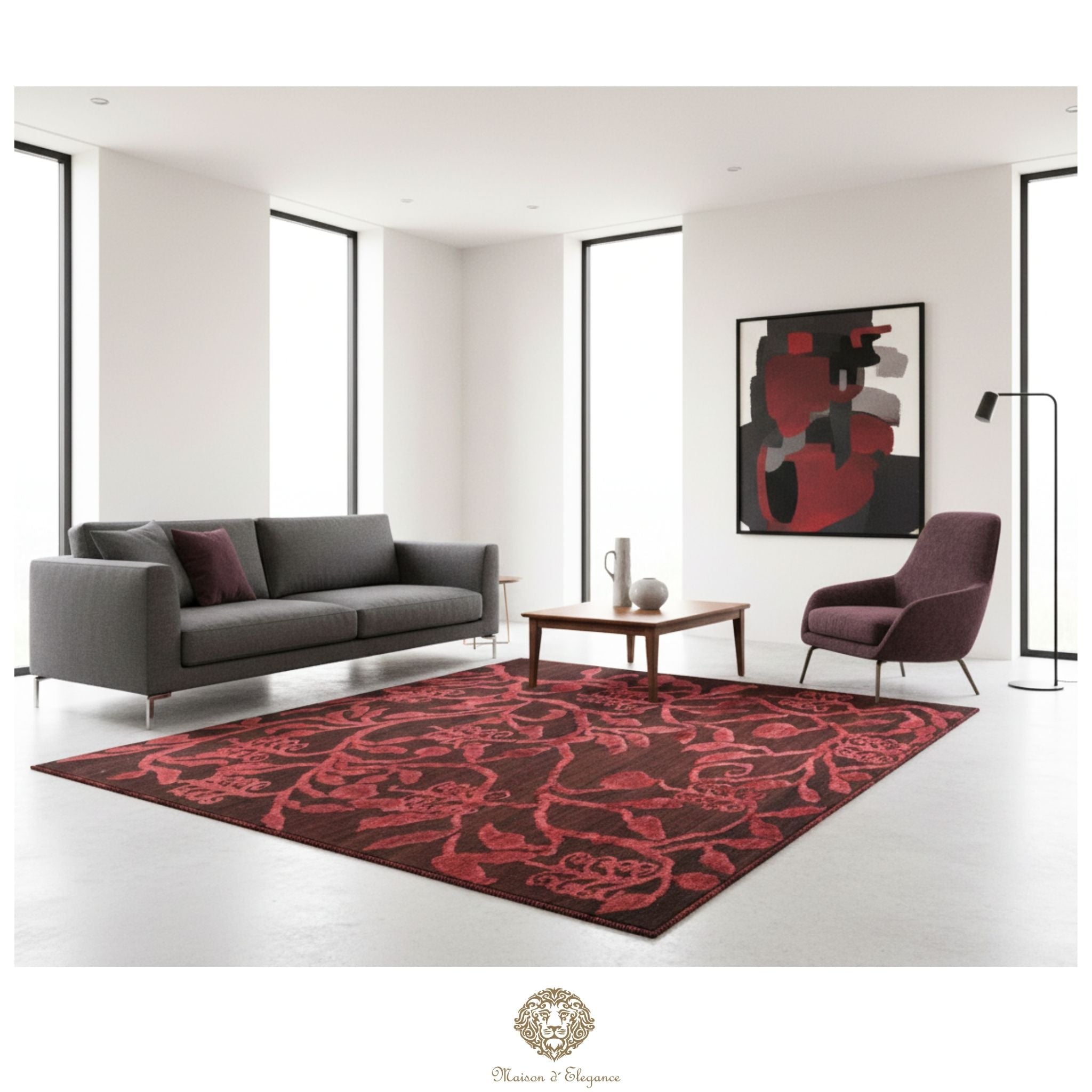 Alfombra Moderna Moharamat de lana con diseño contemporáneo 194 x 158 cm