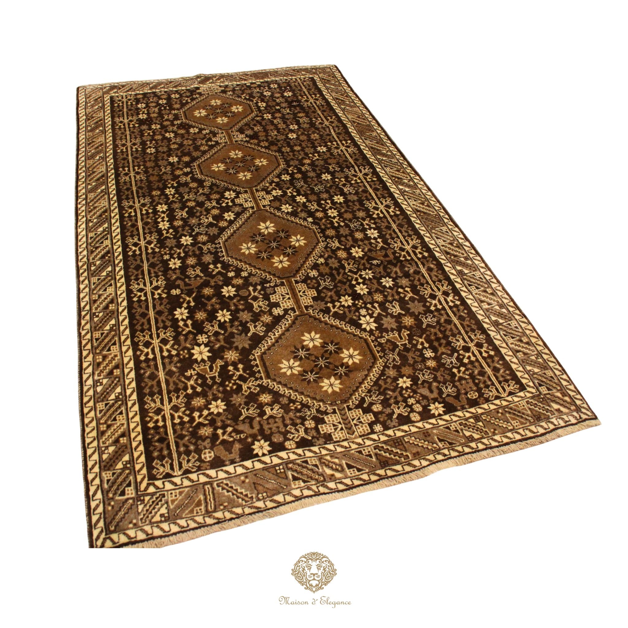 Alfombra Shiraz Color Tierra Rombos Lana Persa 281 x 160 cm