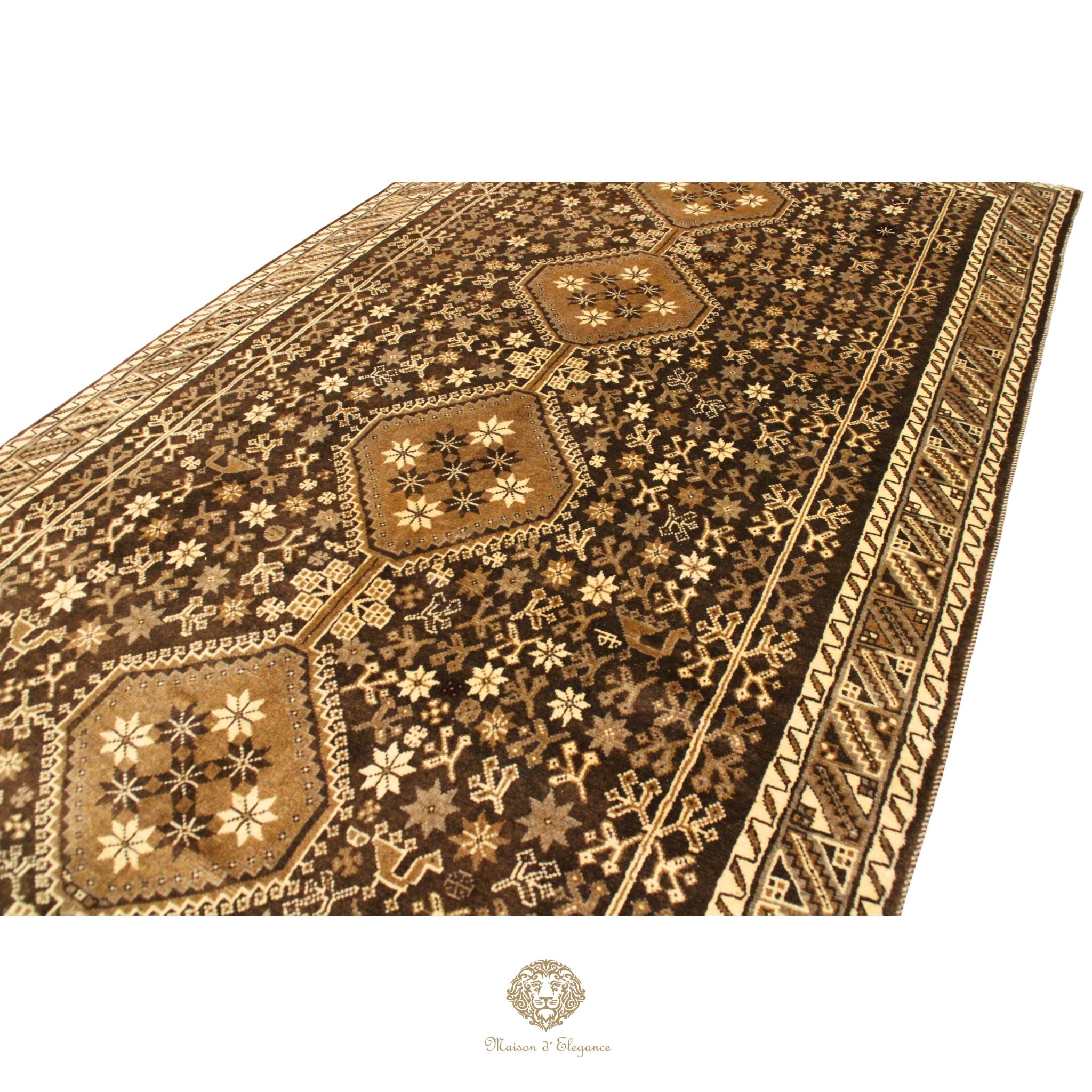 Alfombra Shiraz Color Tierra Rombos Lana Persa 281 x 160 cm