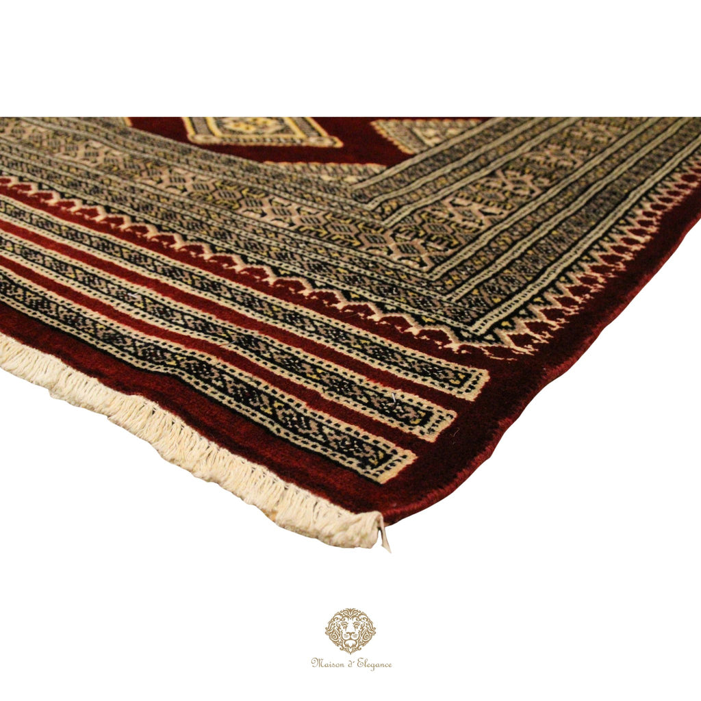 Alfombra Bordó Geométrica Lana - Hecha a Mano 272 x 183 cm