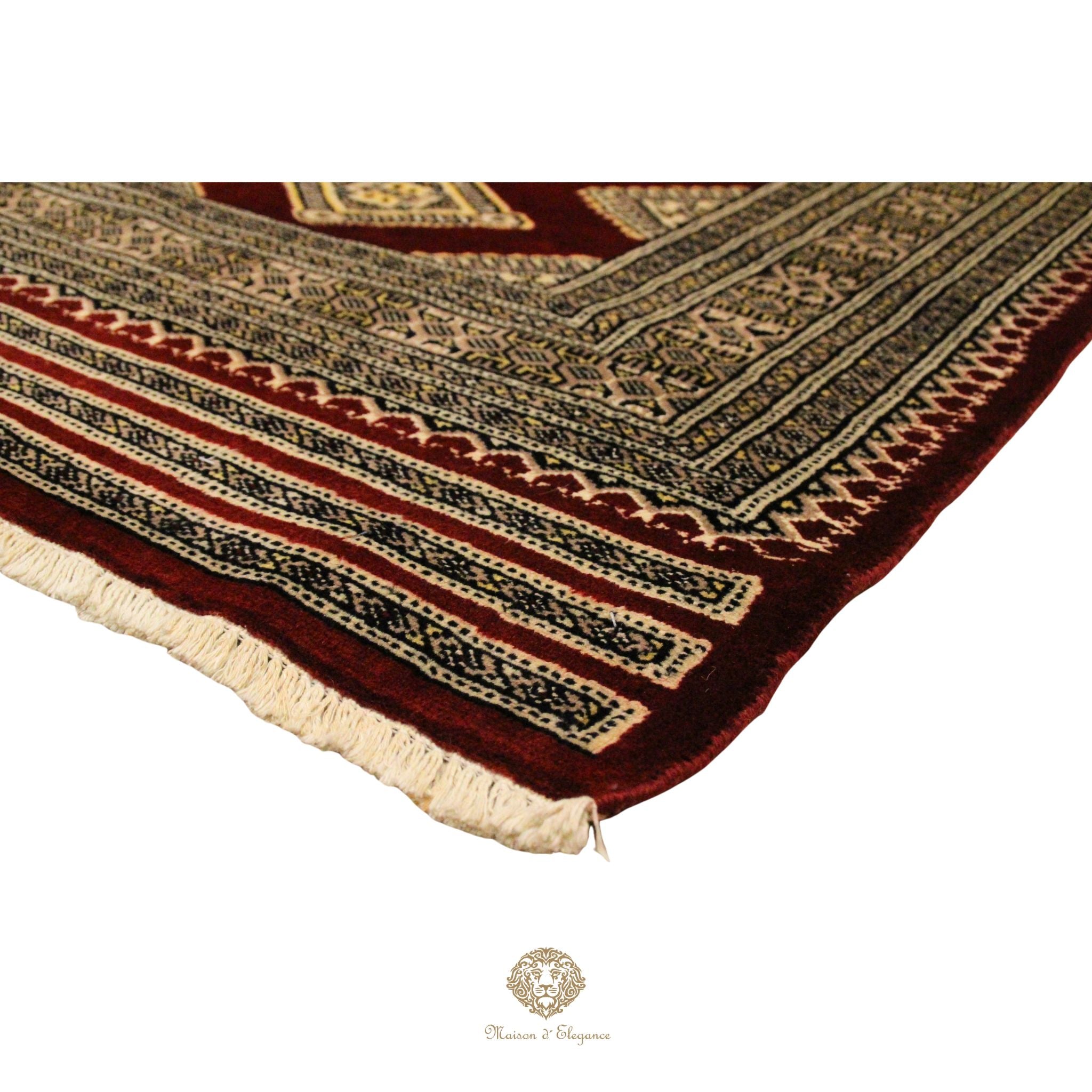 Alfombra Bordó Geométrica Lana - Hecha a Mano 272 x 183 cm