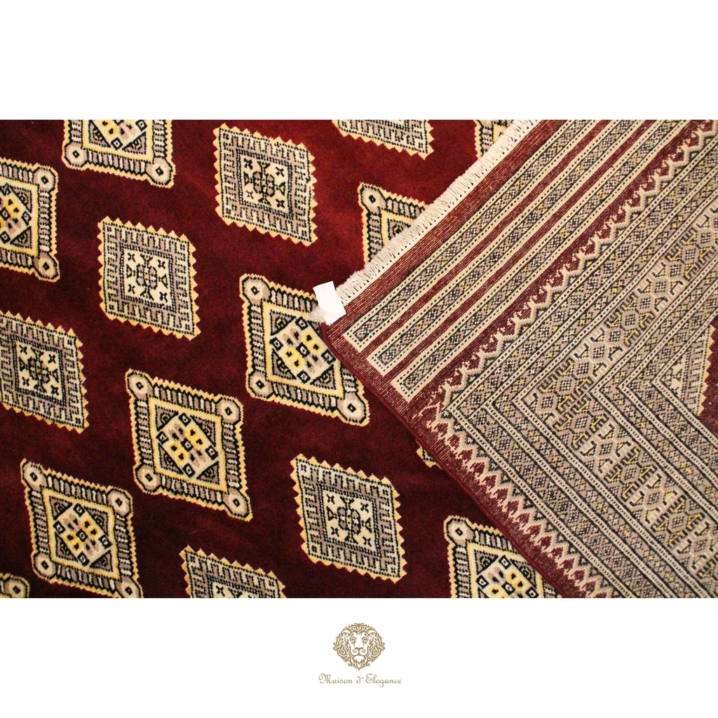 Alfombra Bordó Geométrica Lana - Hecha a Mano 272 x 183 cm