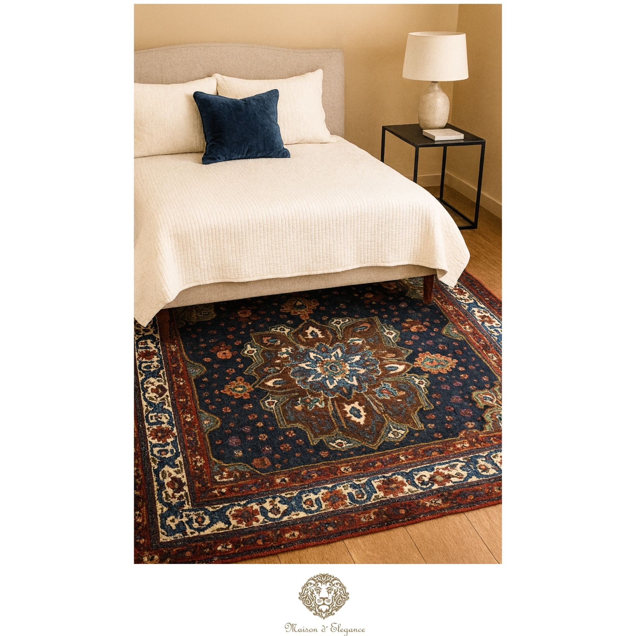 Alfombra de Lana con Diseño Floral - Tejido Artesanal Oriental 238 X 176 cm