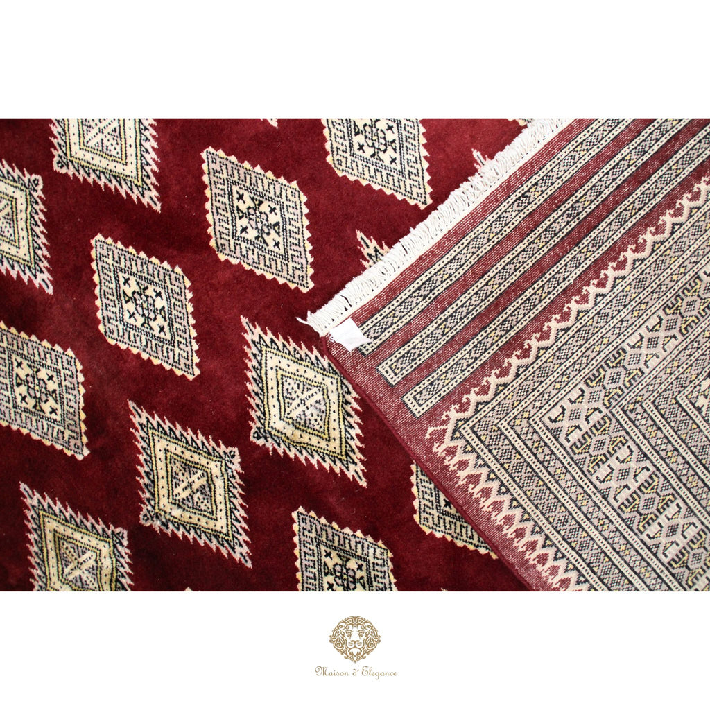 Alfombra Bordó Geométrica Lana - Hecha a Mano 280 x 184 cm