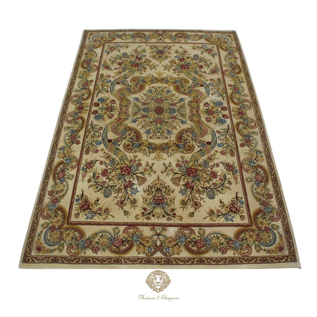 Alfombra Aubusson Beige Lana Superfina Diseño Floral | Maison Alfombra 315 x 201 cm