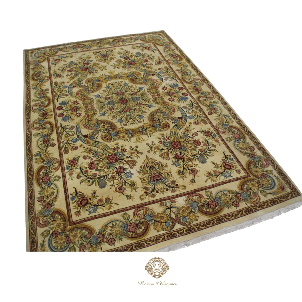 Alfombra Aubusson Beige Lana Superfina Diseño Floral | Maison Alfombra 315 x 201 cm