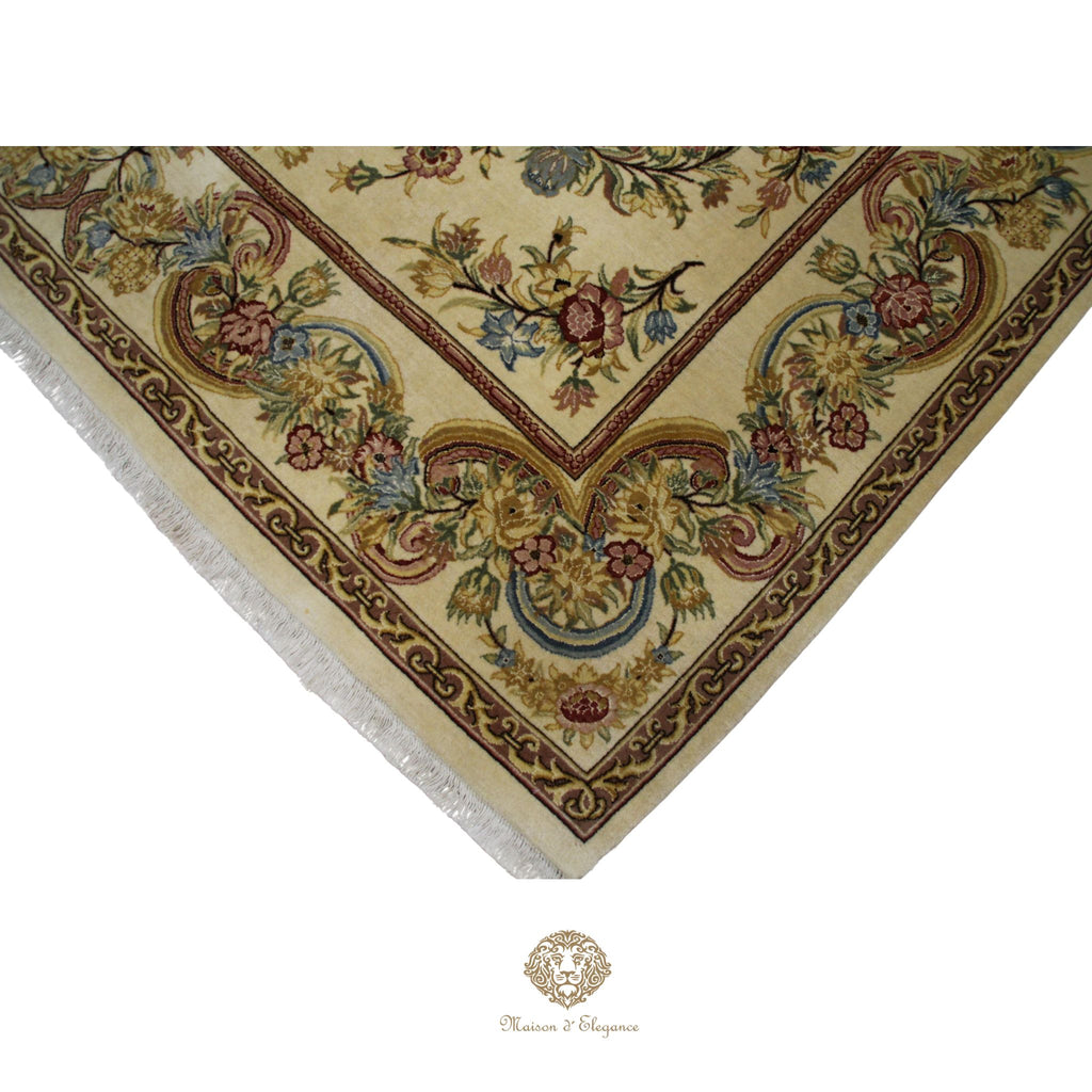 Alfombra Aubusson Beige Lana Superfina Diseño Floral | Maison Alfombra 315 x 201 cm