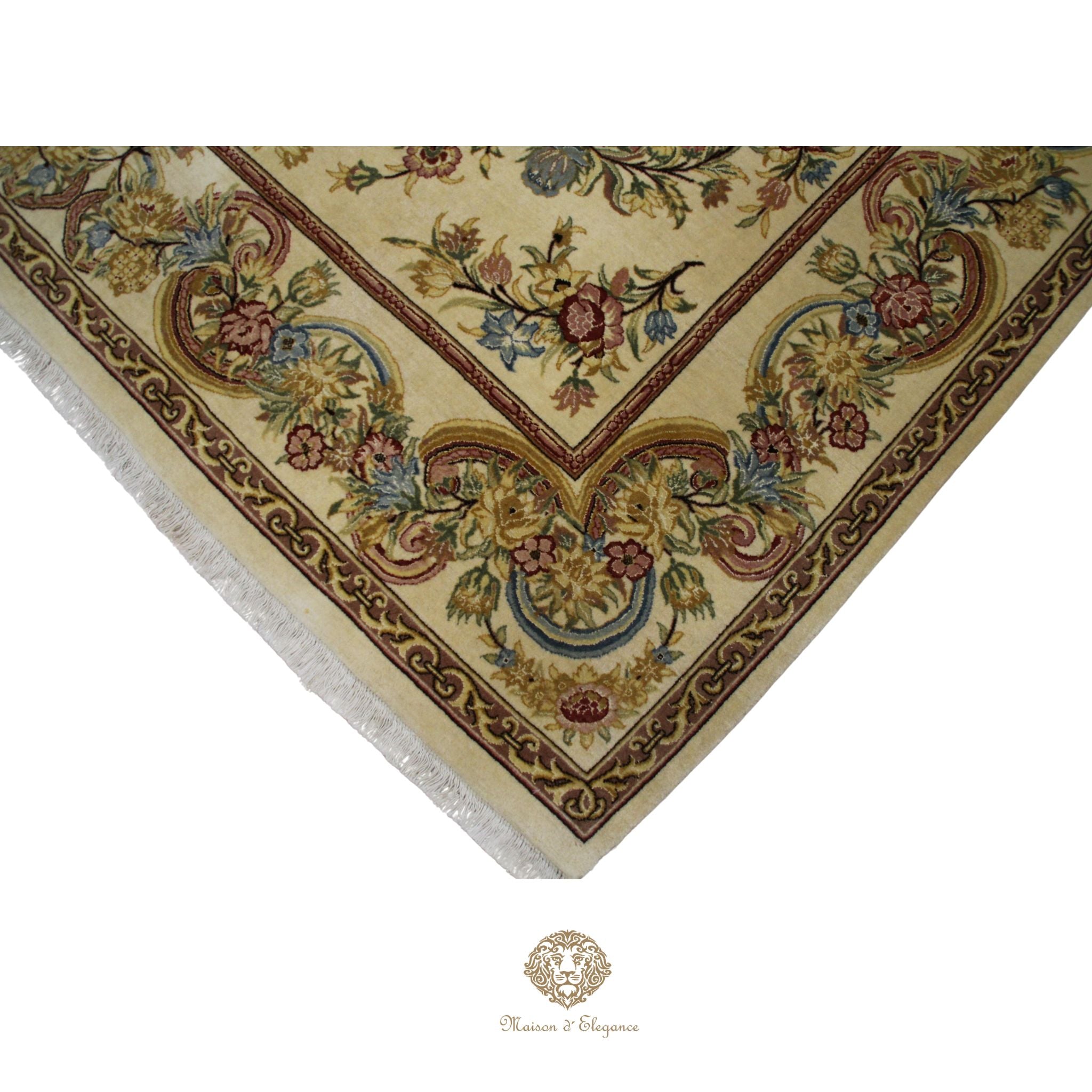 Alfombra Aubusson Beige Lana Superfina Diseño Floral | Maison Alfombra 315 x 201 cm