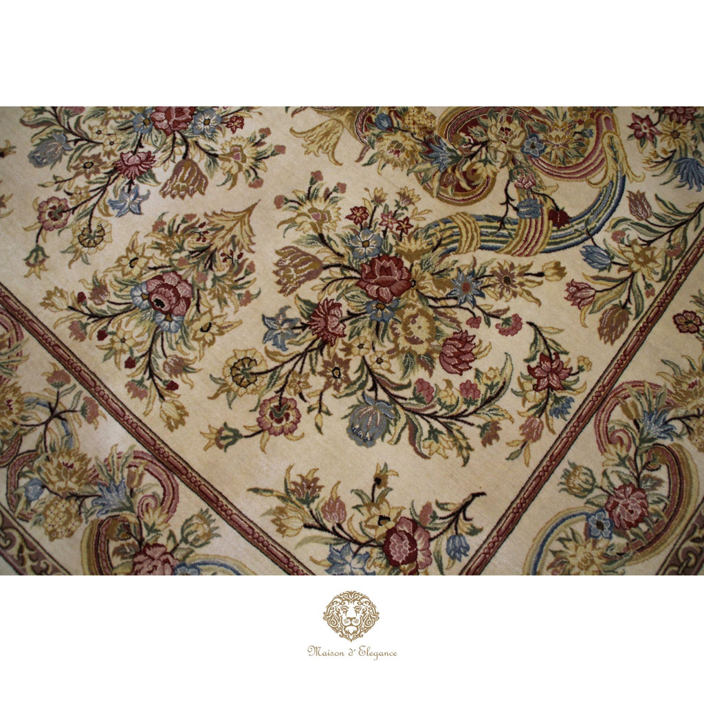 Alfombra Aubusson Beige Lana Superfina Diseño Floral | Maison Alfombra 315 x 201 cm