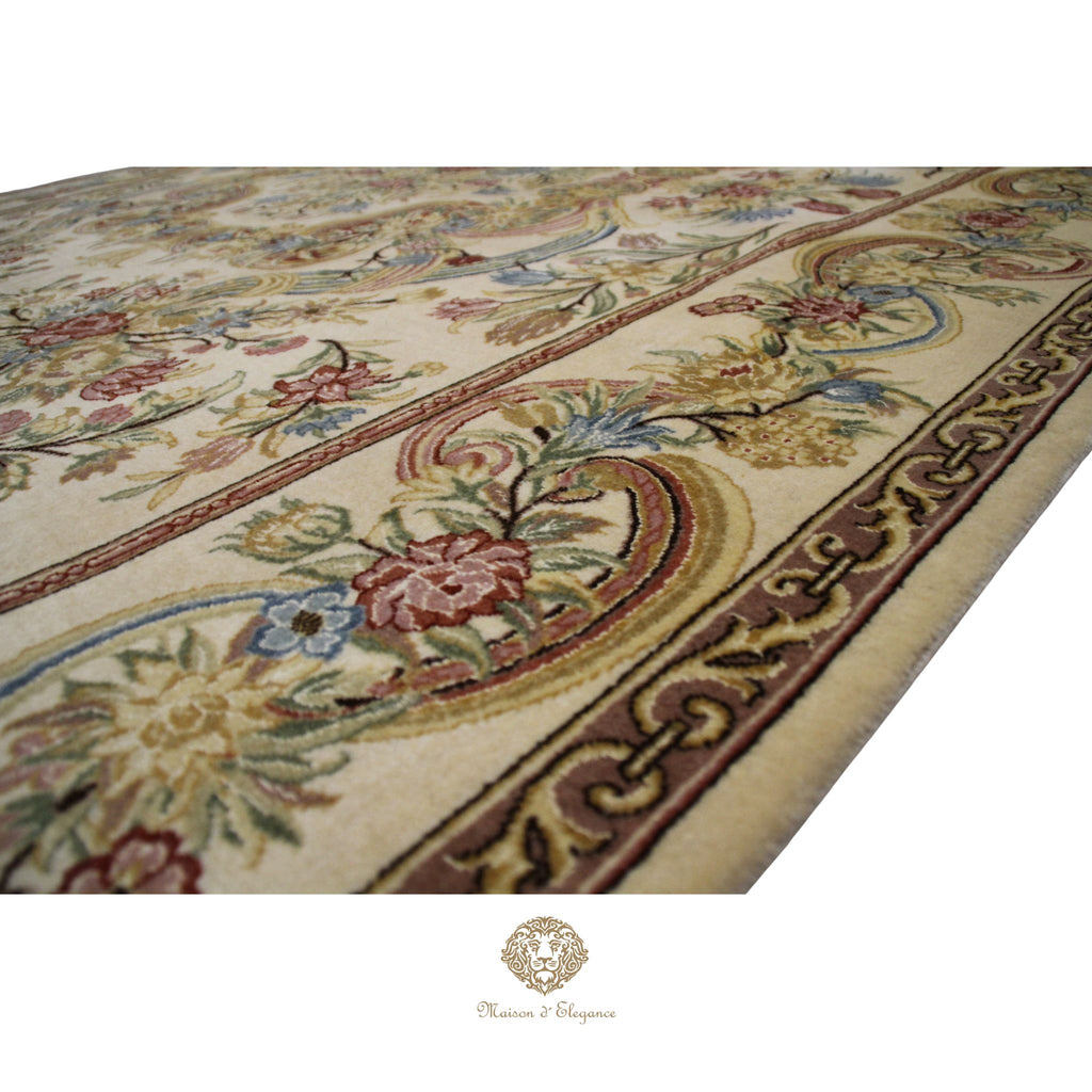 Alfombra Aubusson Beige Lana Superfina Diseño Floral | Maison Alfombra 315 x 201 cm