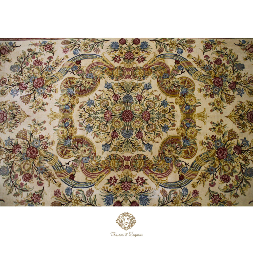 Alfombra Aubusson Beige Lana Superfina Diseño Floral | Maison Alfombra 315 x 201 cm