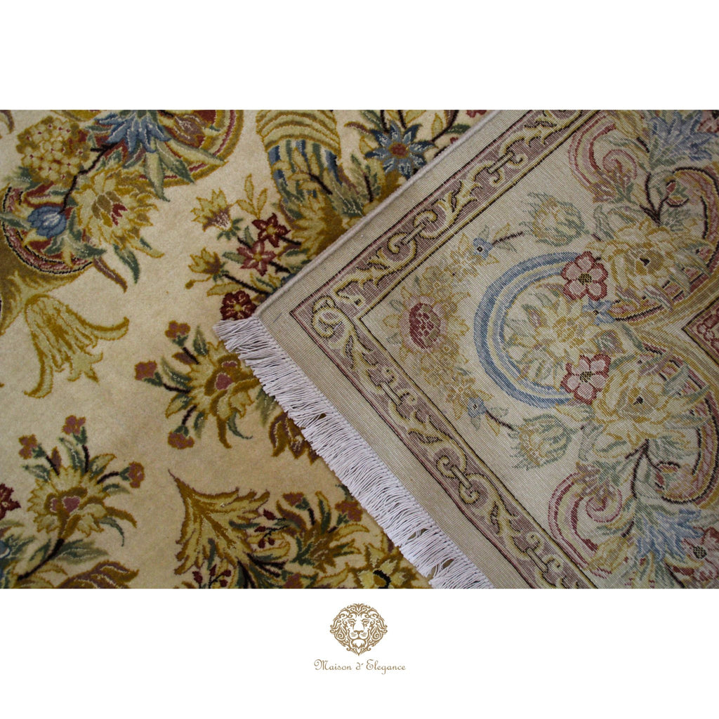 Alfombra Aubusson Beige Lana Superfina Diseño Floral | Maison Alfombra 315 x 201 cm