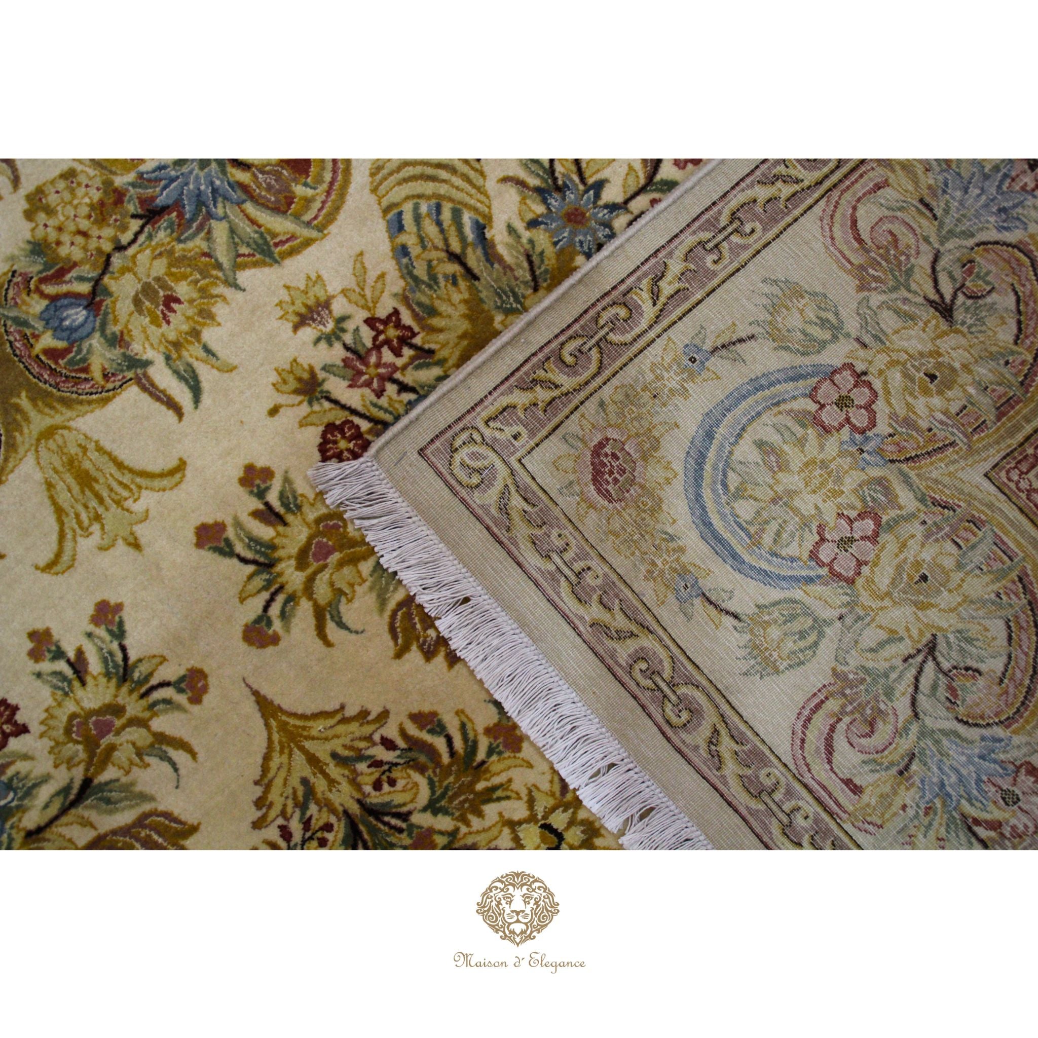 Alfombra Aubusson Beige Lana Superfina Diseño Floral | Maison Alfombra 315 x 201 cm