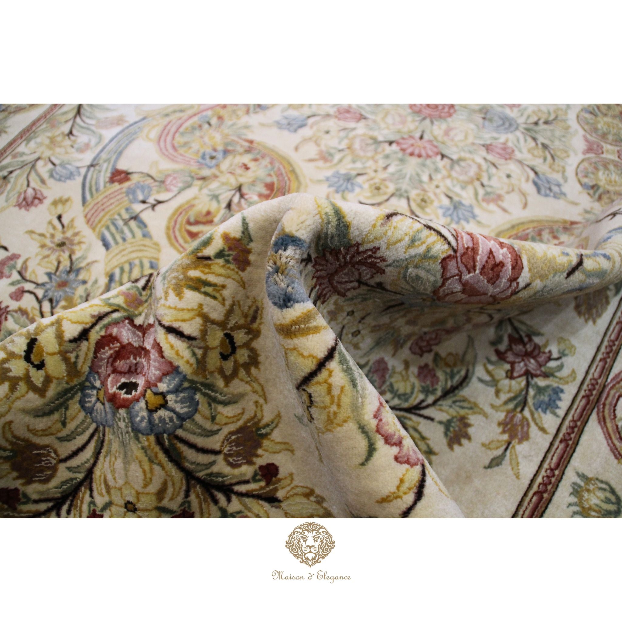 Alfombra Aubusson Beige Lana Superfina Diseño Floral | Maison Alfombra 315 x 201 cm