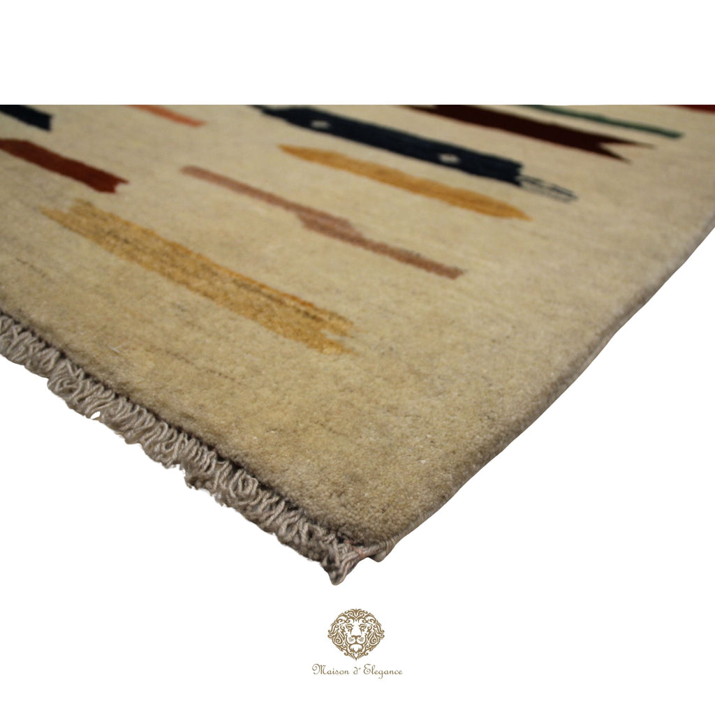 Alfombra Moderna de Lana color Beige con Diseños Irregulares Multicolor 141 x 103 cm