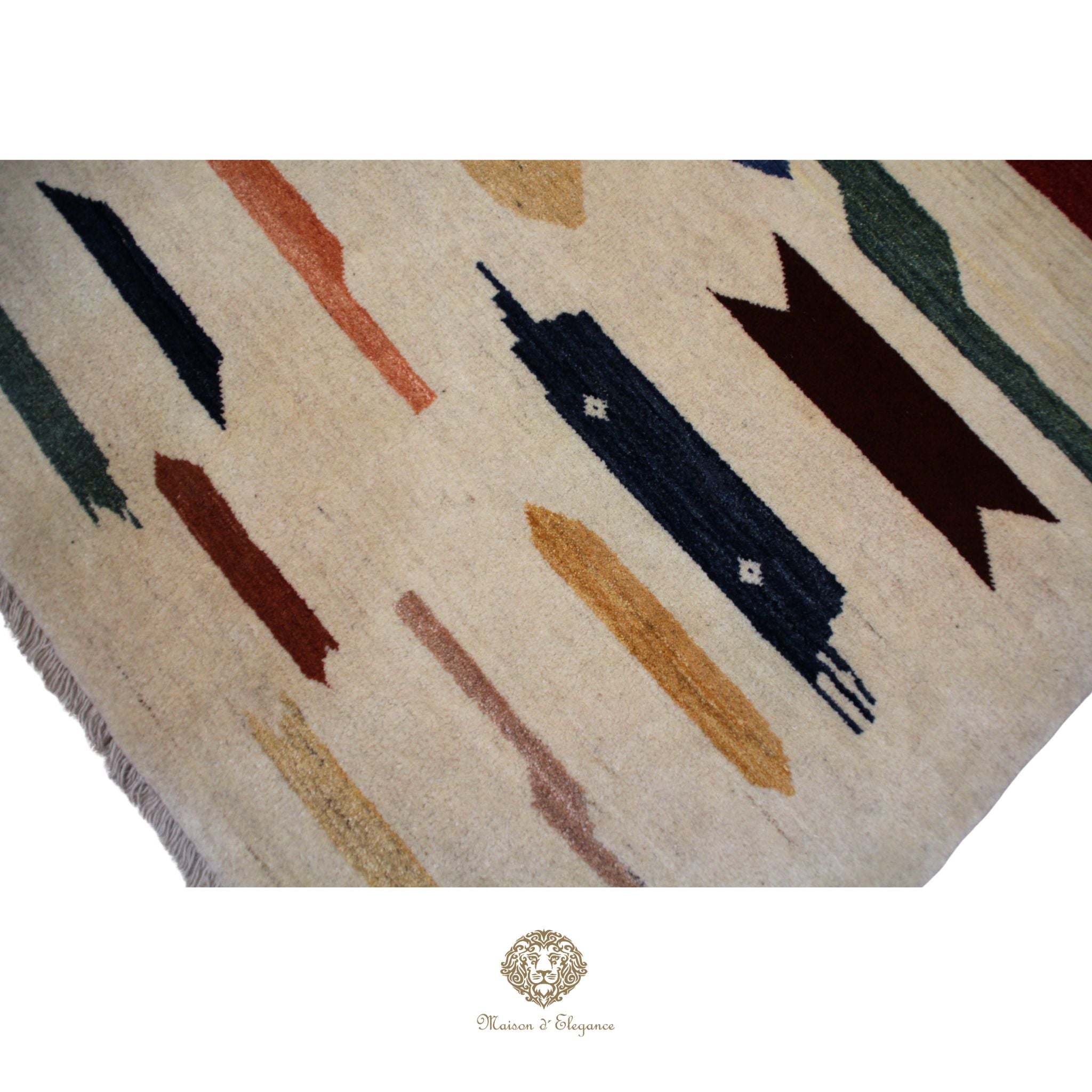 Alfombra Moderna de Lana color Beige con Diseños Irregulares Multicolor 141 x 103 cm